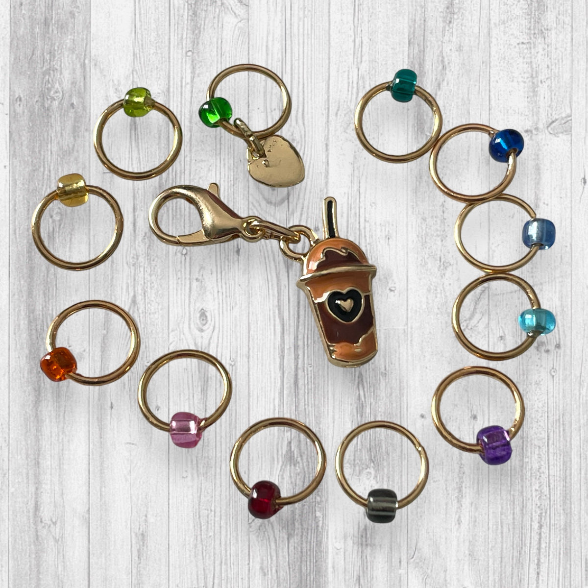 Ice Coffee Rainbow Progress & Stitch Marker Set - AdoreKnit