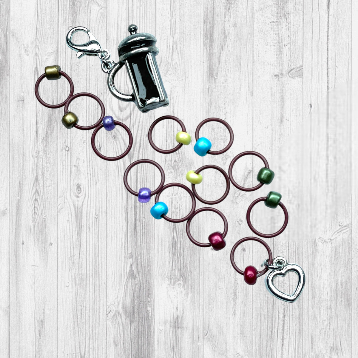 French Press Coffee Progress & Stitch Markers - AdoreKnit