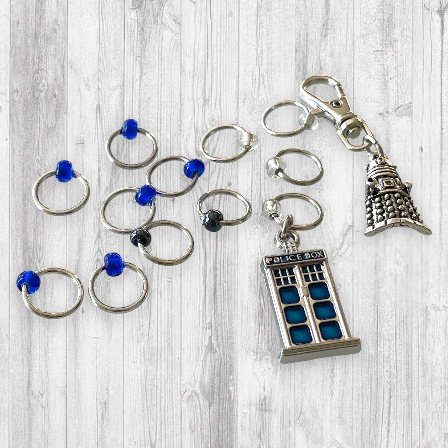 Revolution of the Deleks Progress and Stitch MarkersAdoreKnitRevolution of the Daleks Progress and Stitch Marker Set.  Inspired by the greatest enemy of the Time Lords in the classic Science-Fiction show Doctor Who. These stitDeleks Progress