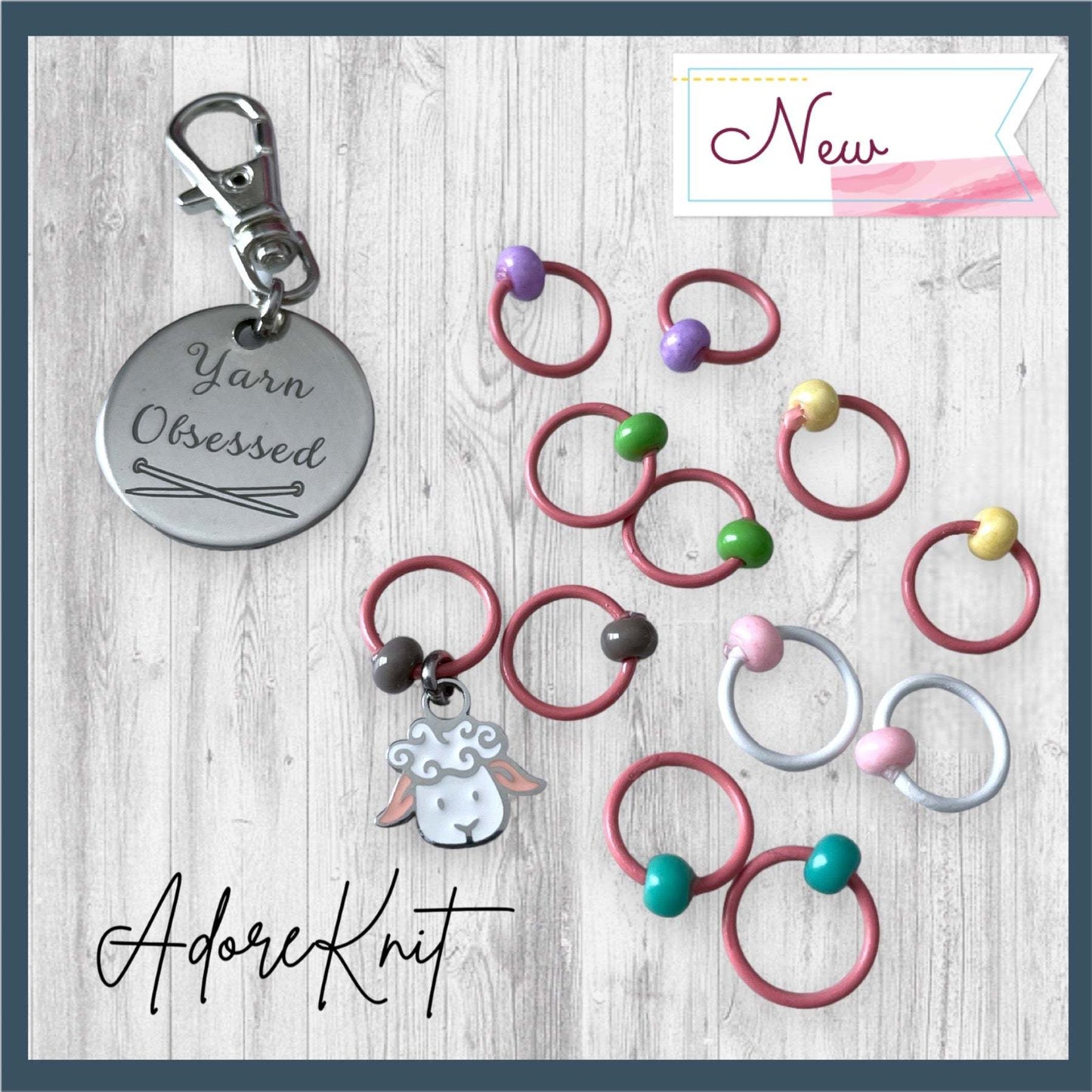 Top Knot Yarn Obsessed Sheep Progress and Stitch Markers - AdoreKnit