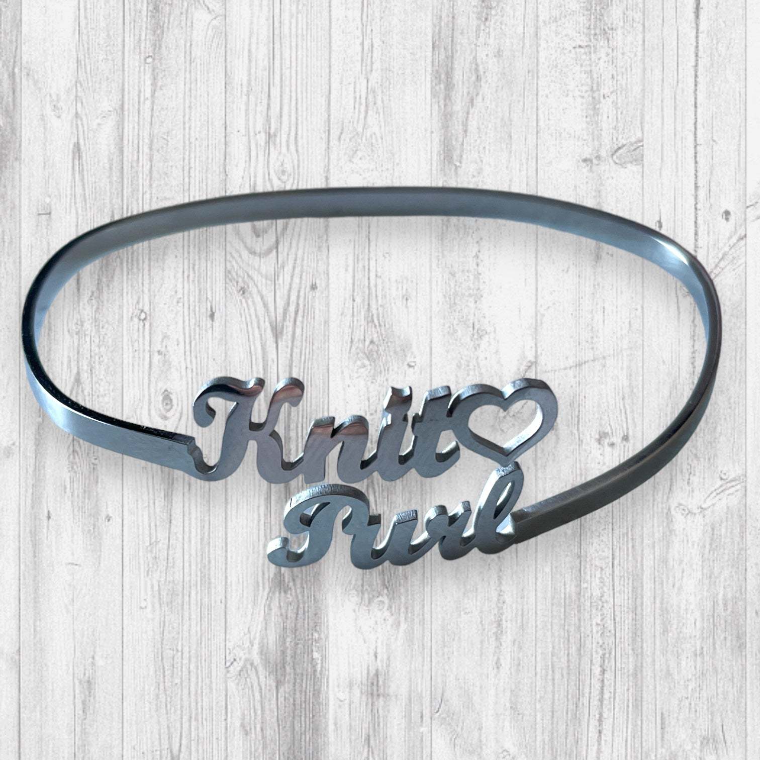Knit🖤 Purl BraceletAdoreKnitThe Knit 🖤 Purl Bracelet has arrived!  Designed by Steph we've been anxious to share this beauty with you all.  This stainless steel bangle is the perfect way to shKnit🖤 Purl Bracelet