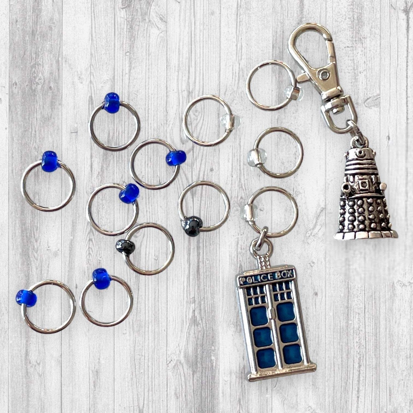 Revolution of the Deleks Progress and Stitch MarkersAdoreKnitRevolution of the Daleks Progress and Stitch Marker Set.  Inspired by the greatest enemy of the Time Lords in the classic Science-Fiction show Doctor Who. These stitDeleks Progress