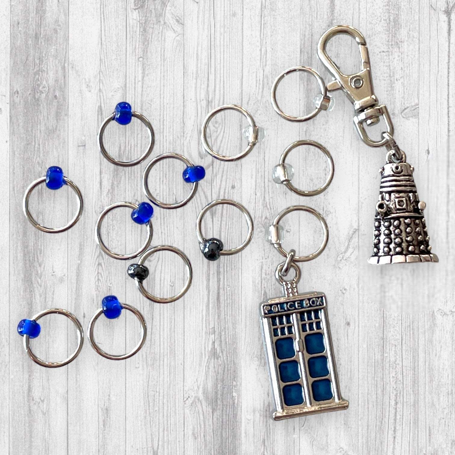 Revolution of the Deleks Progress and Stitch MarkersAdoreKnitRevolution of the Daleks Progress and Stitch Marker Set.  Inspired by the greatest enemy of the Time Lords in the classic Science-Fiction show Doctor Who. These stitDeleks Progress