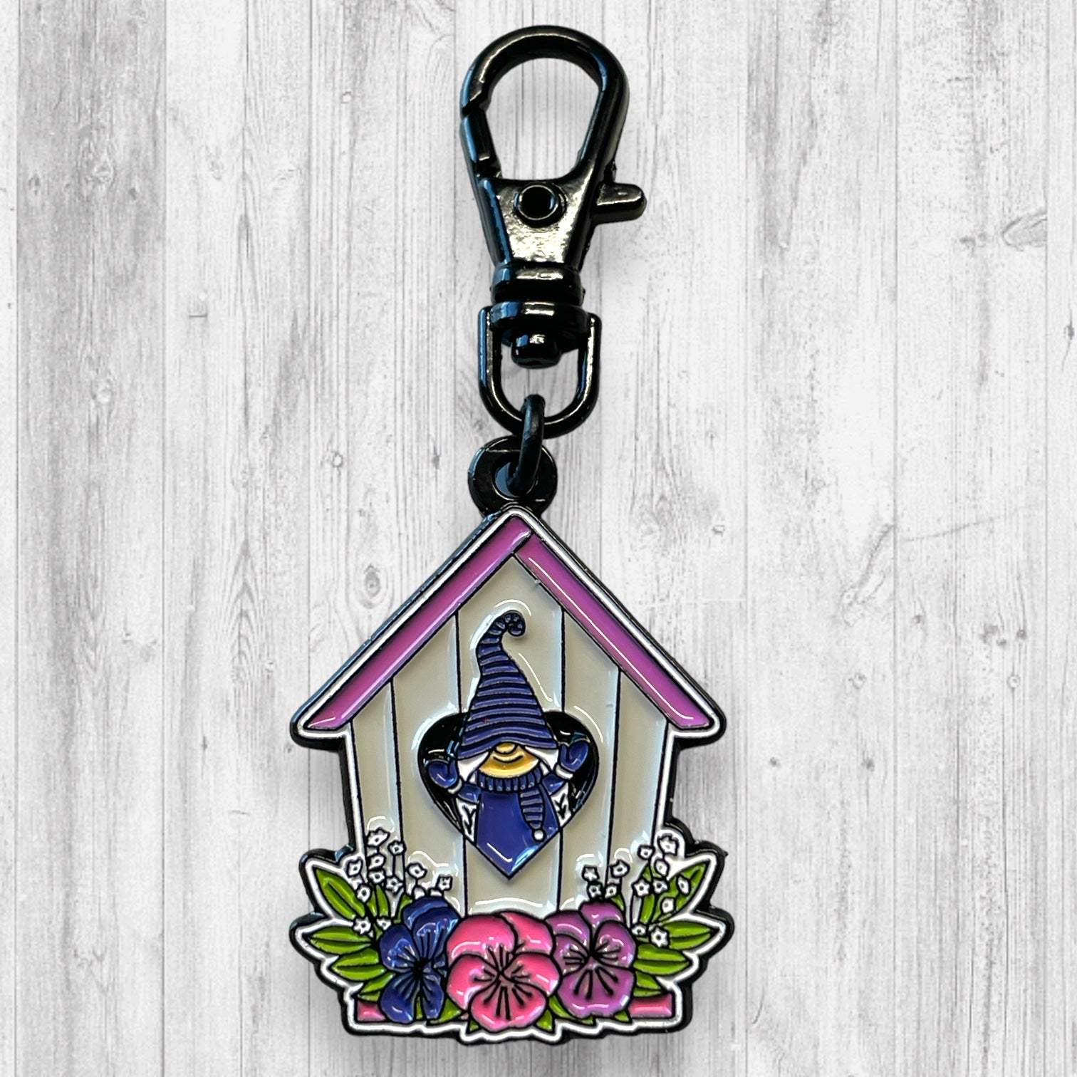 Gnome Place like Home Purple Pansies Progress and Stitch MarkersAdoreKnitAdoreKnit EXCLUSIVE! Gnome Place like Home with Purple Pansies Progress and Stitch Markers. For the longest time I didn't know what girl Gnomes looked like.  This laHome Purple Pansies Progress