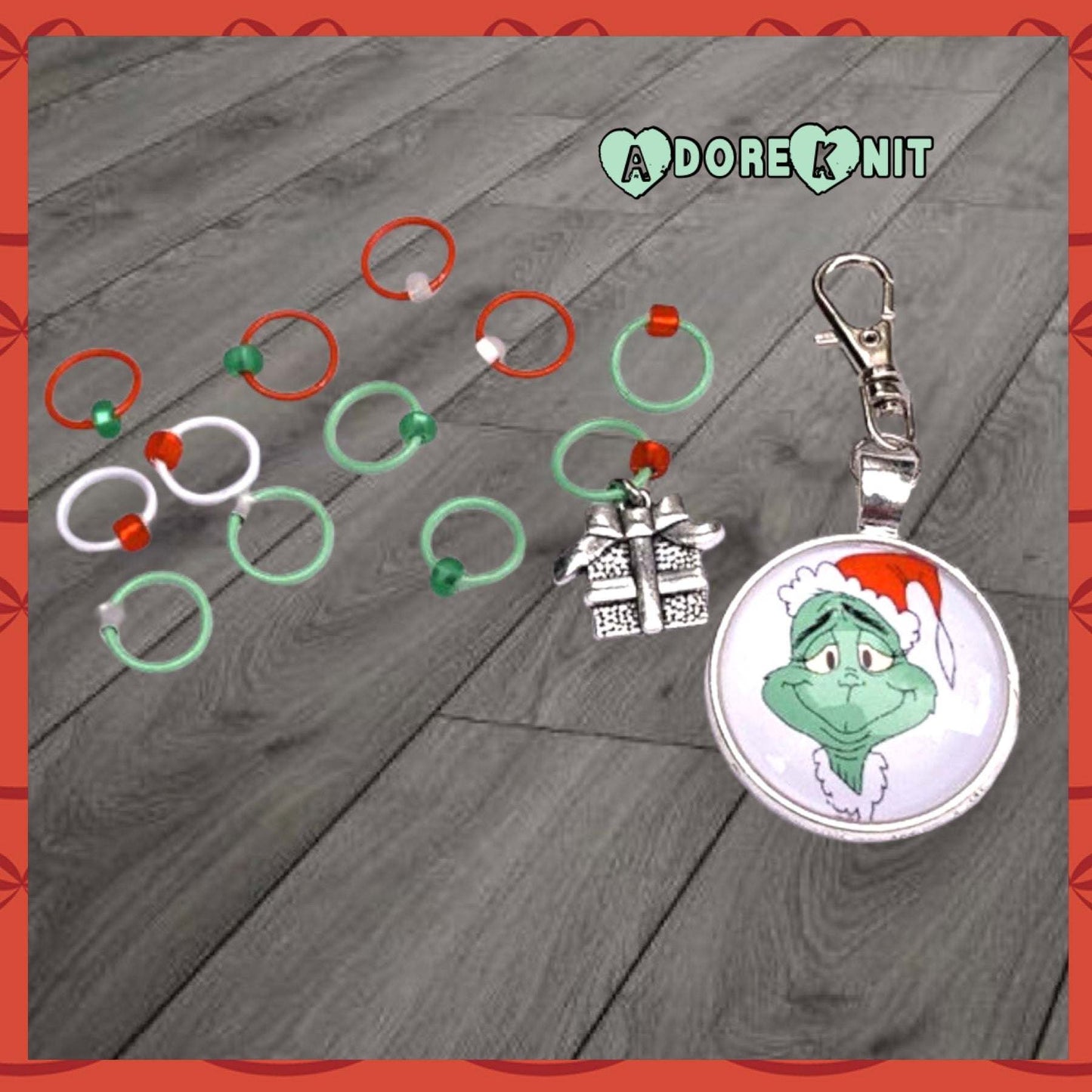 The Stregth of 10 Grinches +2 Progress and Stitch MarkersAdoreKnit"Well, in Whoville they say that the Grinch's small heart grew three sizes that day. And then the true meaning of Christmas came though, and the Grinch found the str10 Grinches +2 Progress