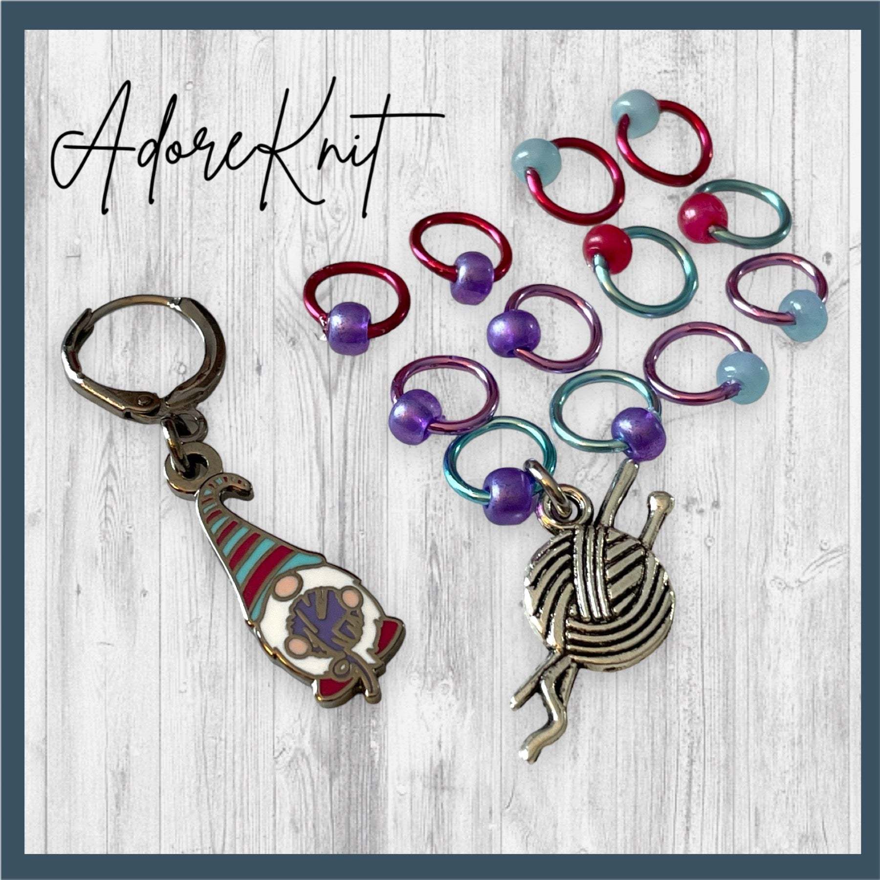 Gnome Again! Fuchsia Hat Progress and Stitch Markers - AdoreKnit