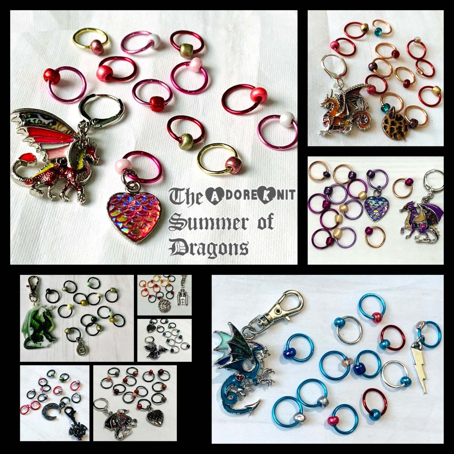 Dragons Exist Progress and Stitch Markers - AdoreKnit