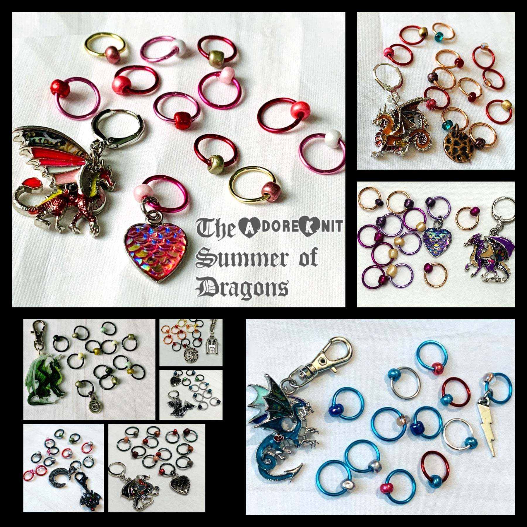 Dragons Exist Progress and Stitch Markers - AdoreKnit