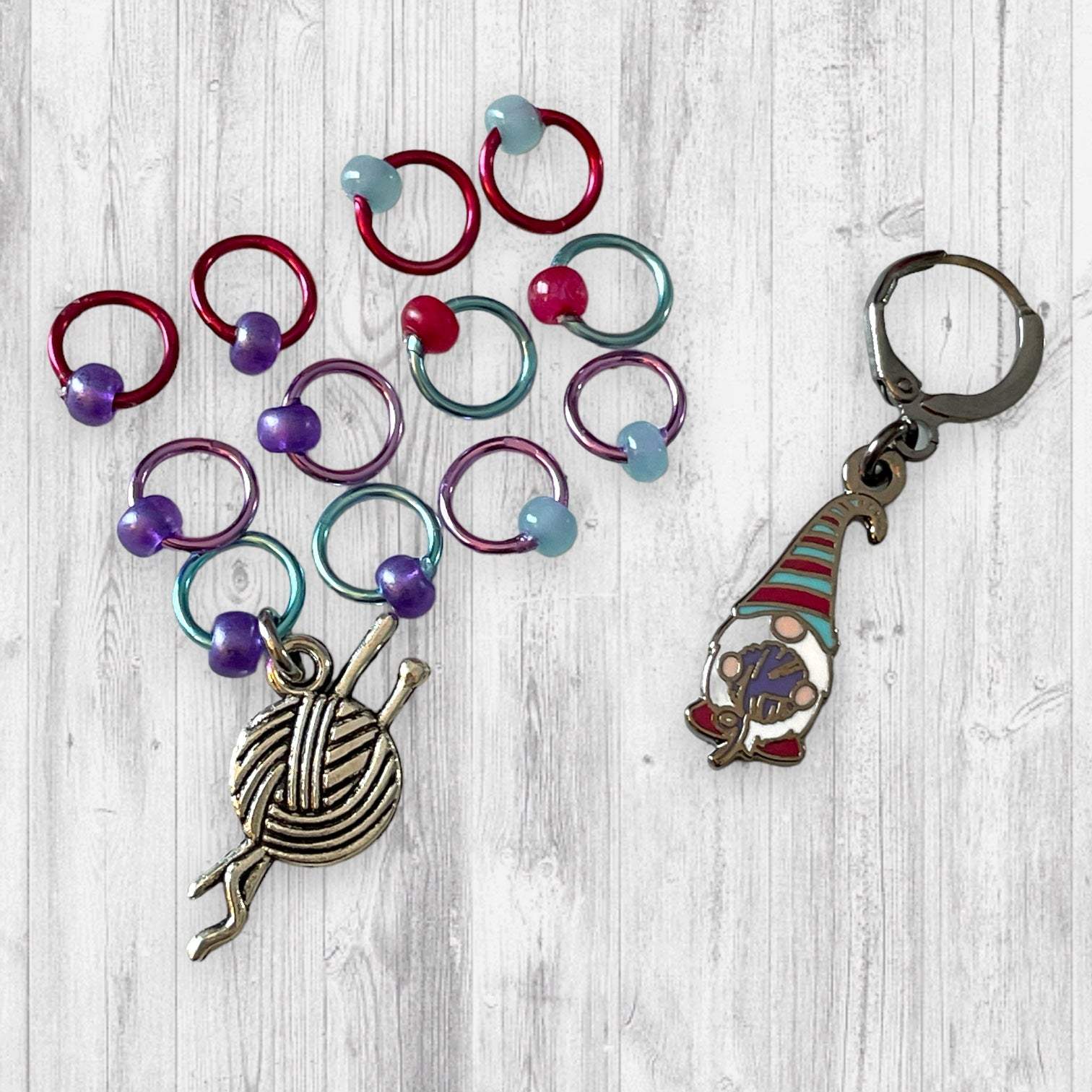 Gnome Again! Fuchsia Hat Progress and Stitch Markers - AdoreKnit