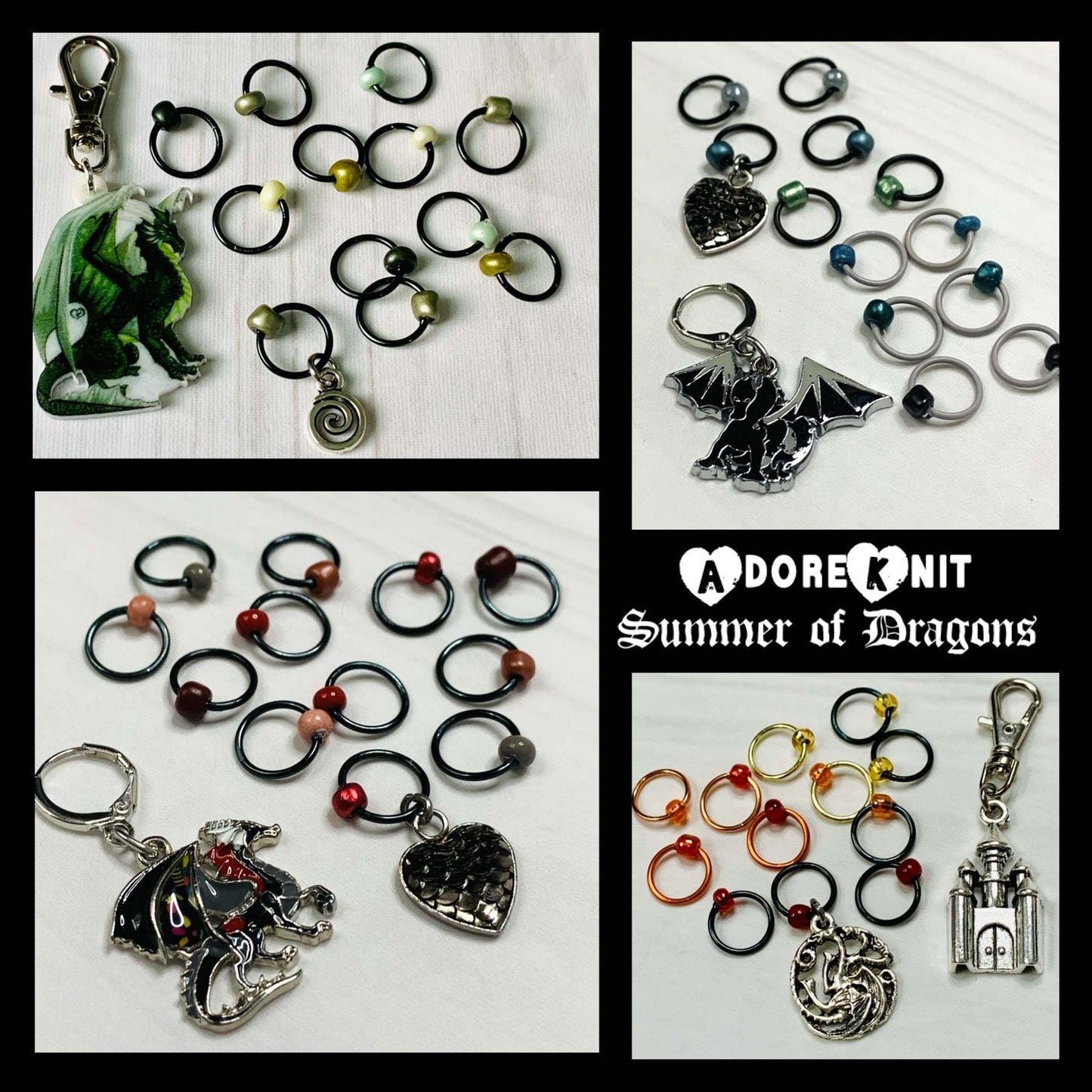 Fire Cannot Kill a Dragon Progress and Stitch MarkersAdoreKnit“He was no dragon.  Fire cannot kill a dragon." ~ Daenerys Targaryen, Game of Thrones,Fire Cannot Kill a Dragon Progress and Stitch Marker Set. Part of our Summer ofDragon Progress