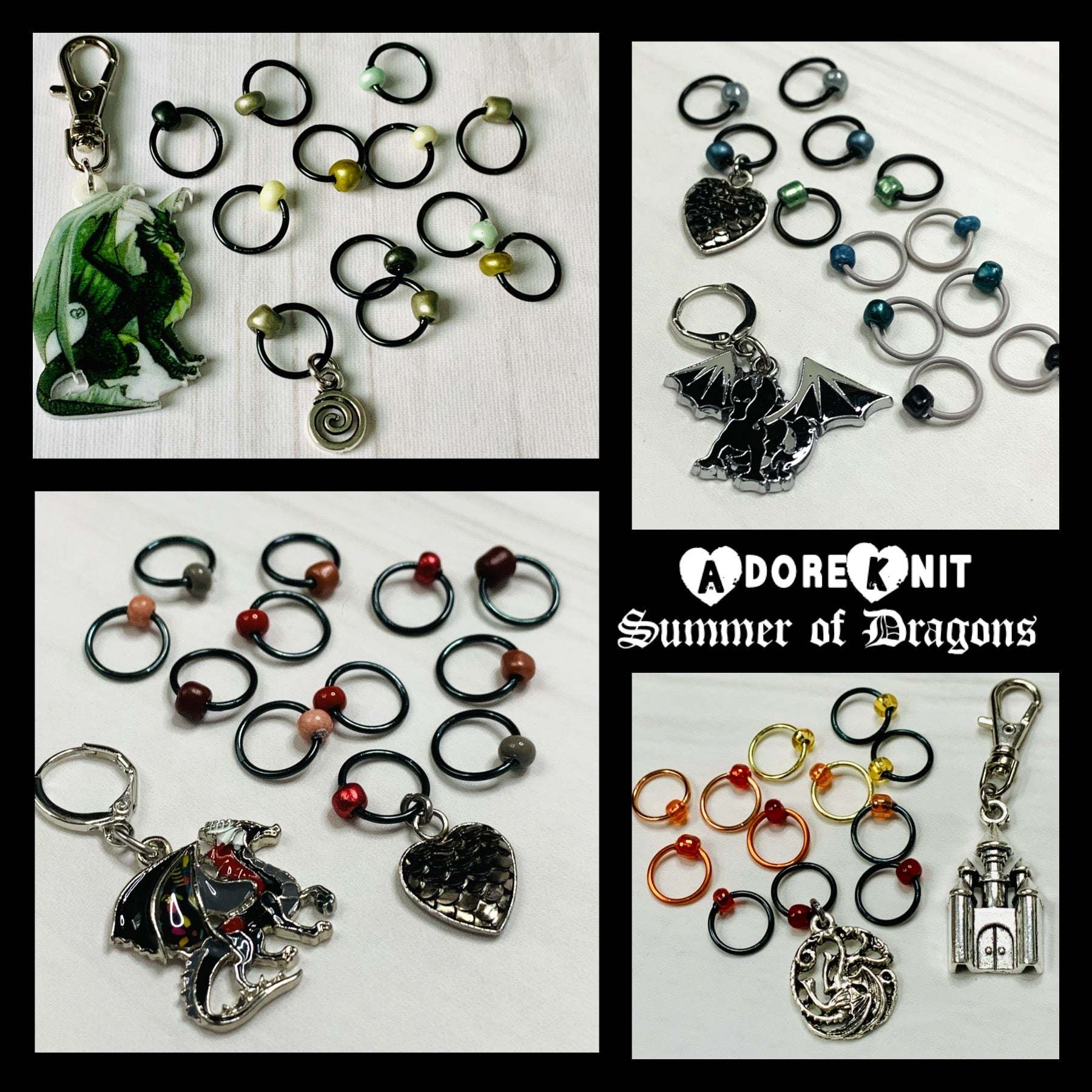 Fire Cannot Kill a Dragon Progress and Stitch MarkersAdoreKnit“He was no dragon.  Fire cannot kill a dragon." ~ Daenerys Targaryen, Game of Thrones,Fire Cannot Kill a Dragon Progress and Stitch Marker Set. Part of our Summer ofDragon Progress