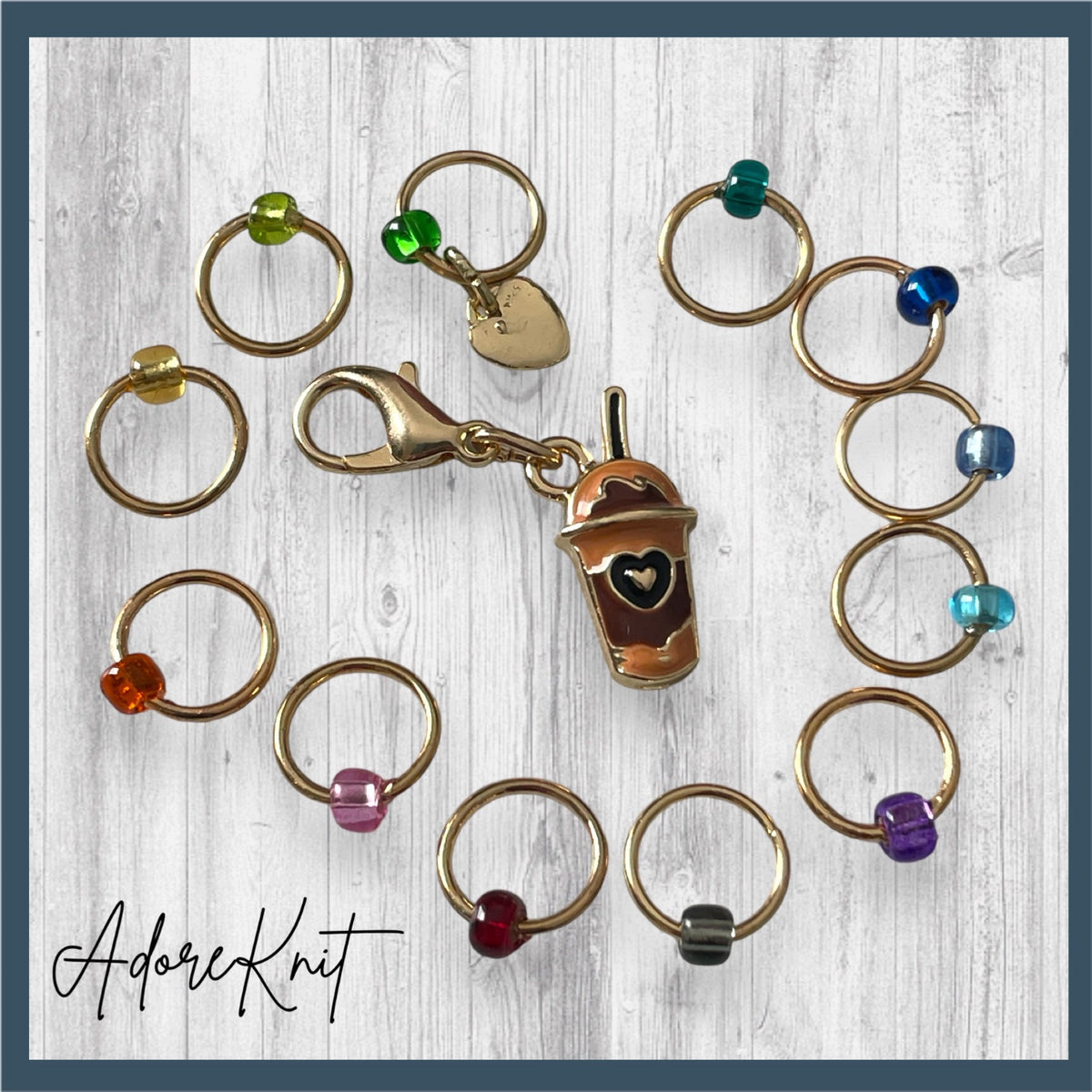 Ice Coffee Rainbow Progress & Stitch Marker Set - AdoreKnit