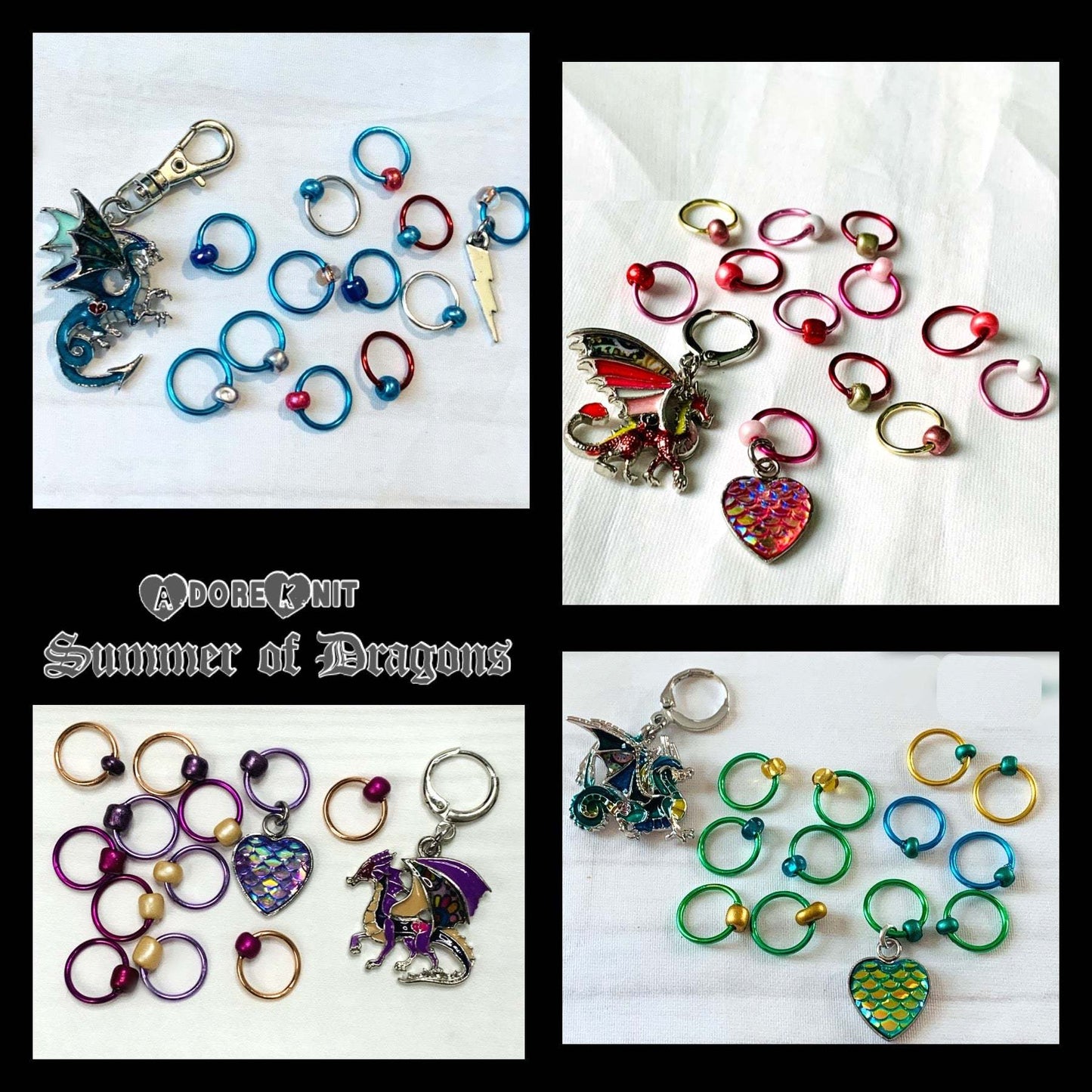 Dragons Exist Progress and Stitch Markers - AdoreKnit