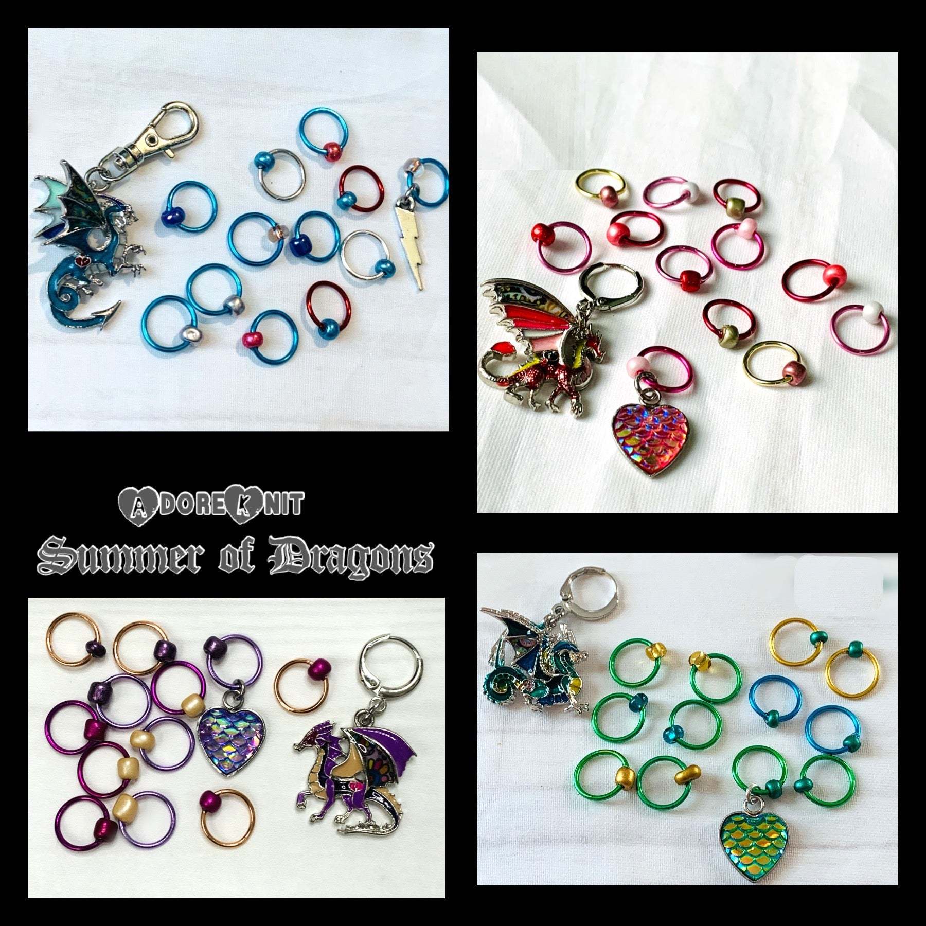 Dragons Exist Progress and Stitch Markers - AdoreKnit