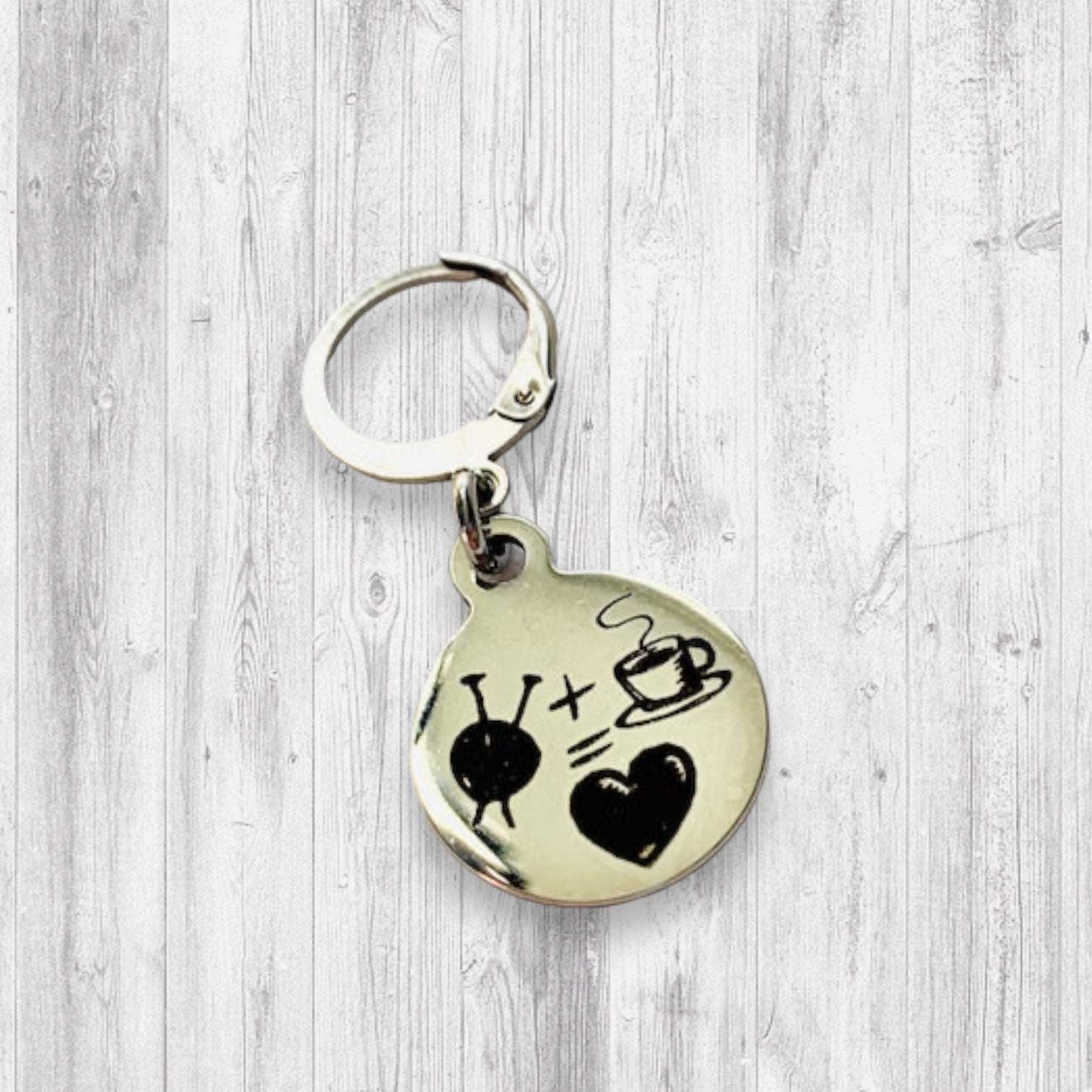 Love Some Knitting & Coffee Progress and Stitch MarkersAdoreKnitLove Some Knitting & Coffee Progress Marker and Stitch Markers.  Who doesn't love a nice warm beverage, their knitting and a new episode of your favorite show?  Knitting & Coffee Progress