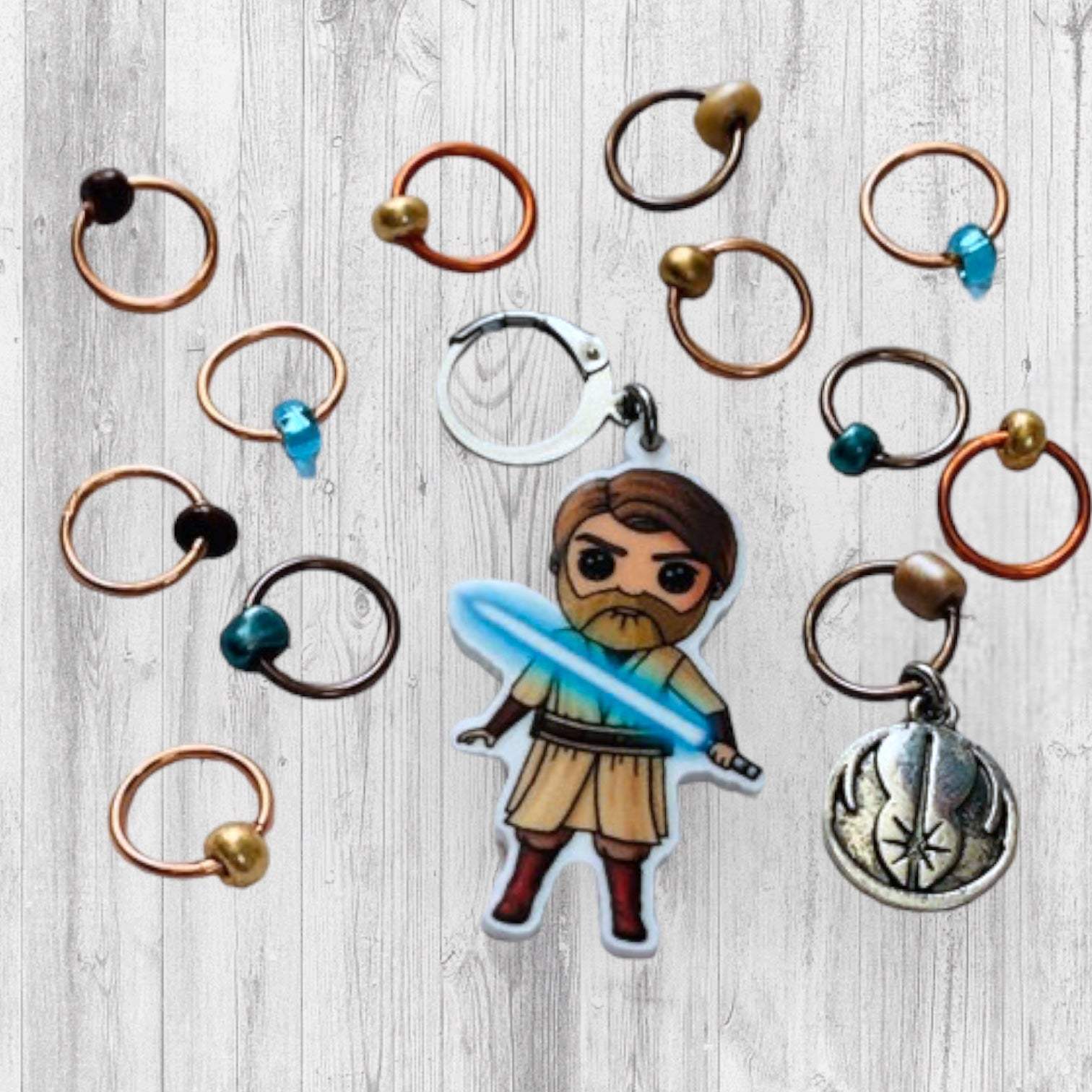 Old Ben the Master Progress and Stitch MarkersAdoreKnitOld Ben the Master Progress and Stitch Markers. Inspired by The new Obi-Wan Kenobi  Series.  The Old Ben Keeper is extremely lightweight as it is made of acrylic ratMaster Progress