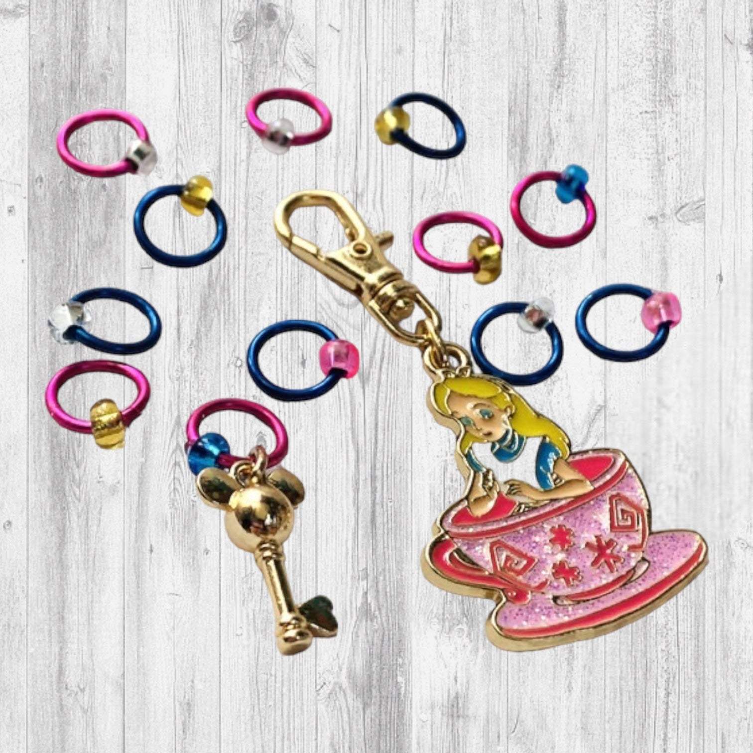 You Must Have a Cup of Tea Progress and Stitch Markers - AdoreKnit