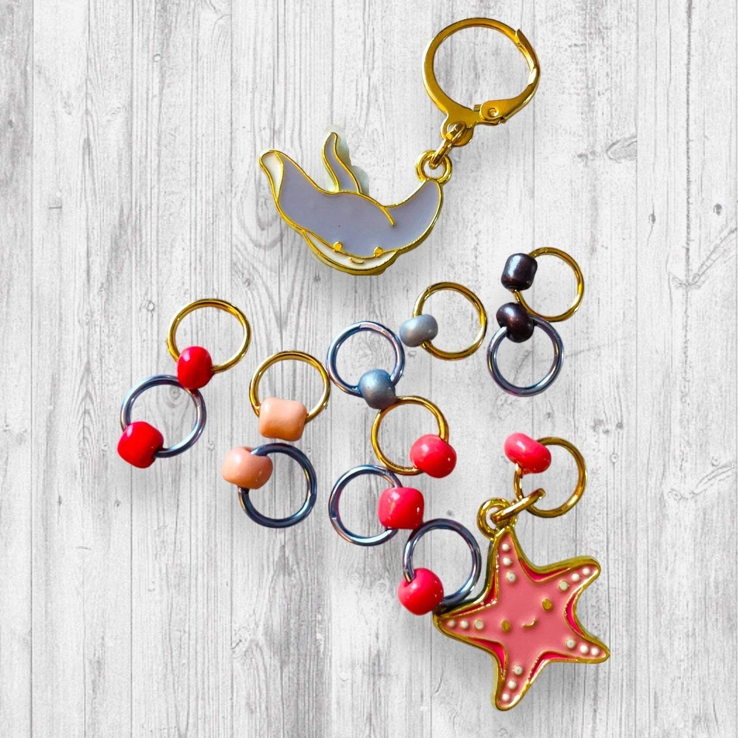 Water Pancake with the Star of the Show Progress and Stitch Markers - AdoreKnit