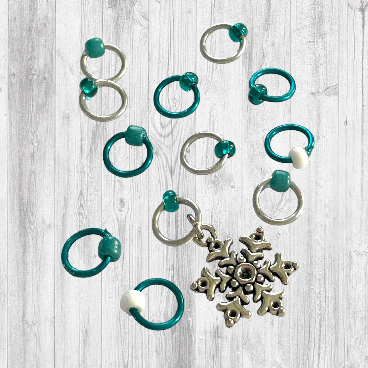 Hot Cocoa Progress & Stitch Markers, Coffee snowflake - AdoreKnit