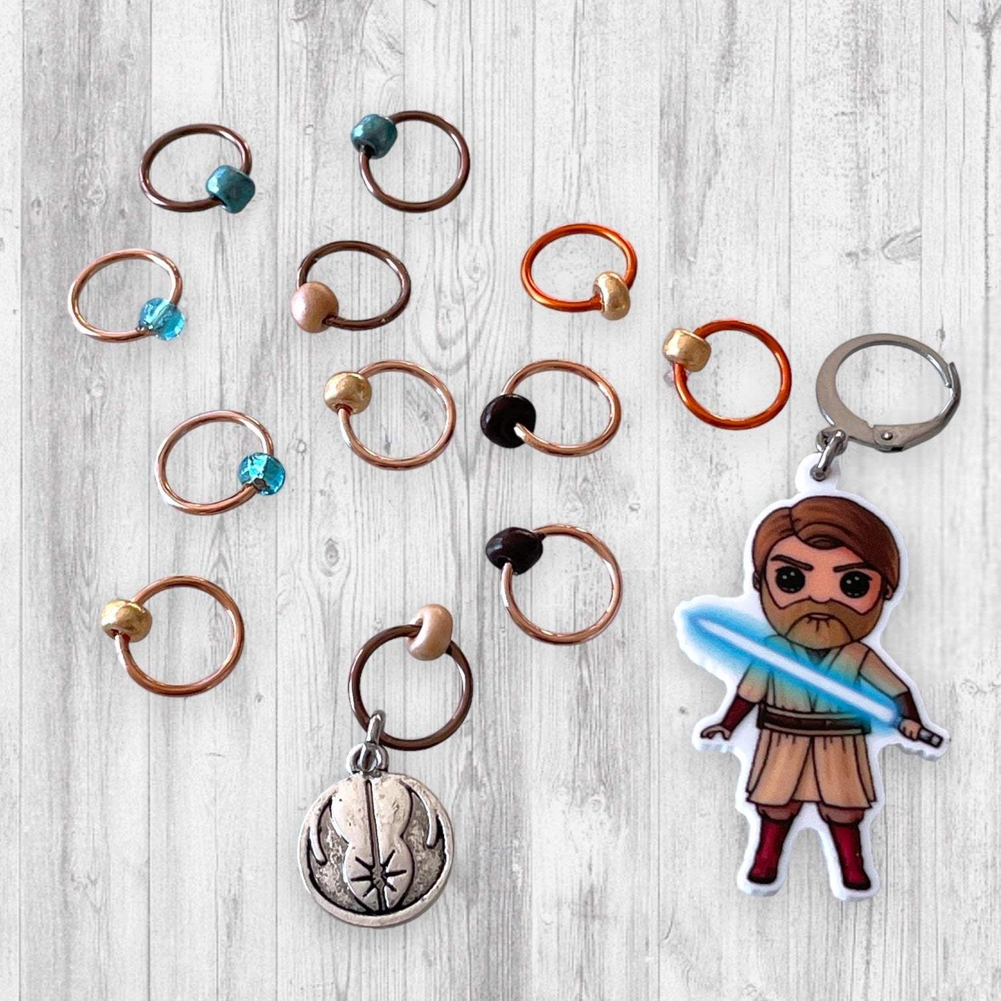 Old Ben the Master Progress and Stitch MarkersAdoreKnitOld Ben the Master Progress and Stitch Markers. Inspired by The new Obi-Wan Kenobi  Series.  The Old Ben Keeper is extremely lightweight as it is made of acrylic ratMaster Progress