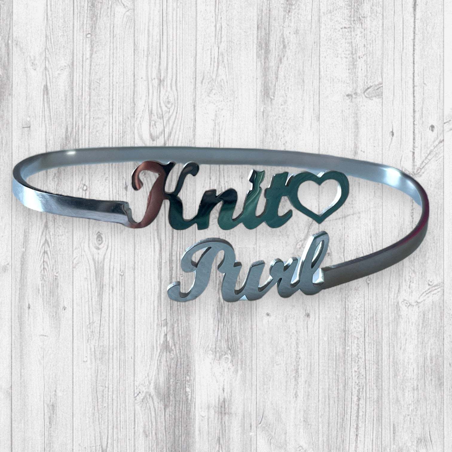 Knit🖤 Purl BraceletAdoreKnitThe Knit 🖤 Purl Bracelet has arrived!  Designed by Steph we've been anxious to share this beauty with you all.  This stainless steel bangle is the perfect way to shKnit🖤 Purl Bracelet