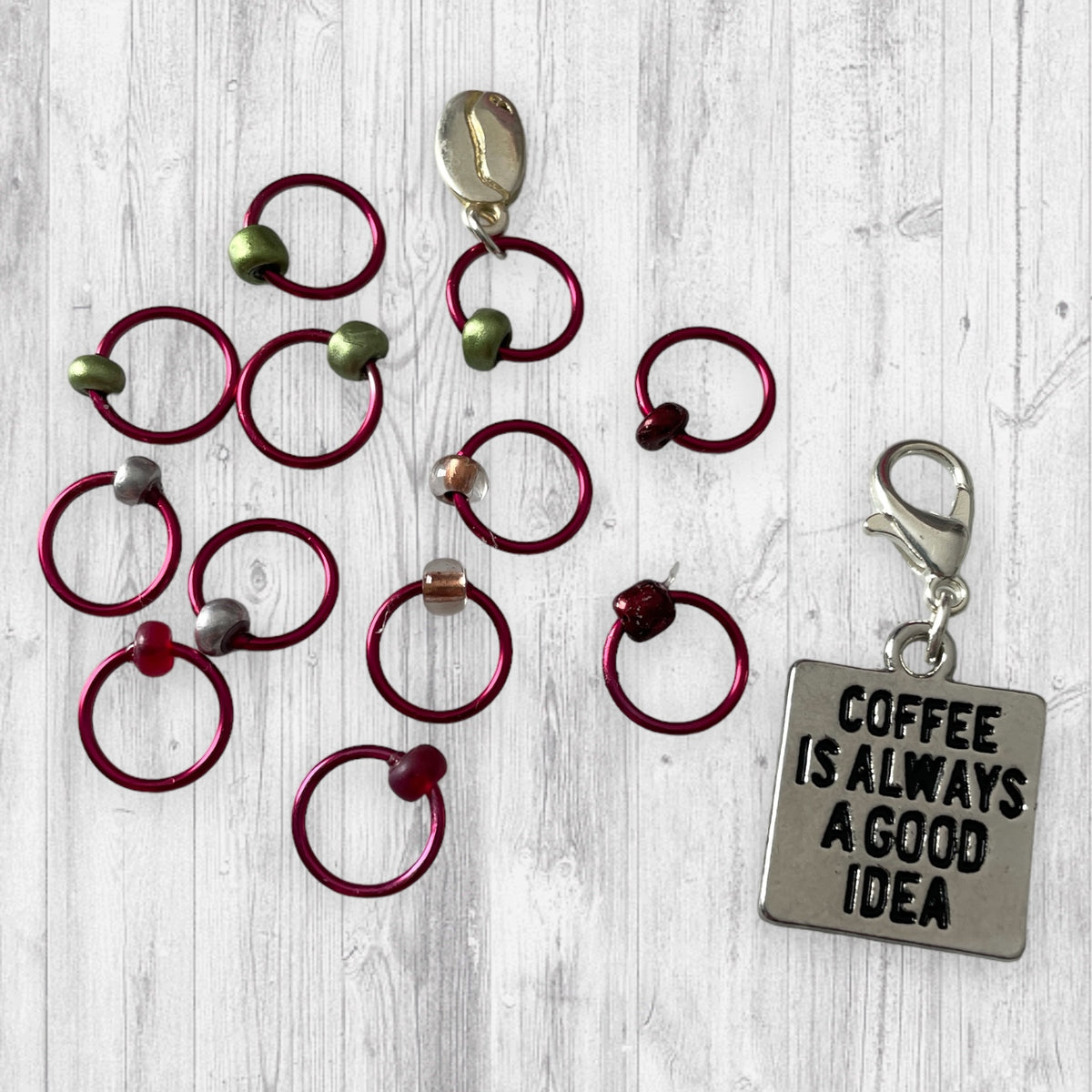 Coffee is ALWAYS A Good Idea Progress & Stitch Marker Set - AdoreKnit