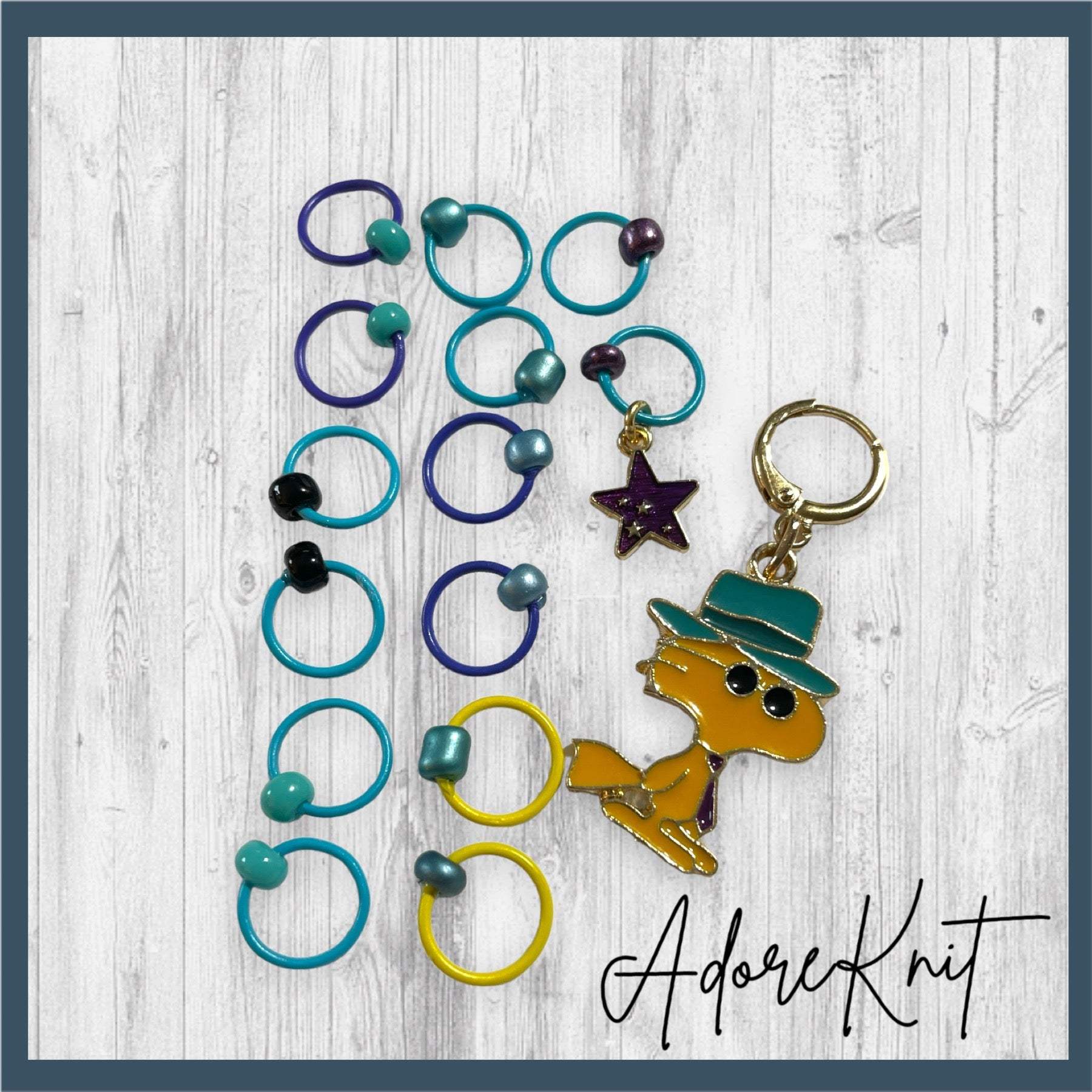 Hipster Bird Hippie Progress and Stitch Markers - AdoreKnit