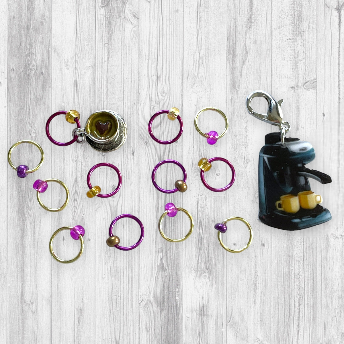 Steaming Hot Espresso Progress & Stitch Markers, Coffee - AdoreKnit