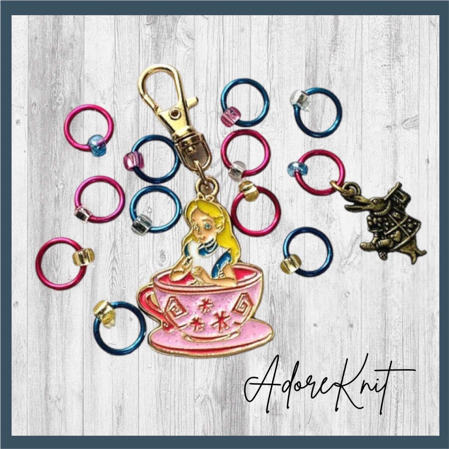 You Must Have a Cup of Tea Progress and Stitch Markers - AdoreKnit