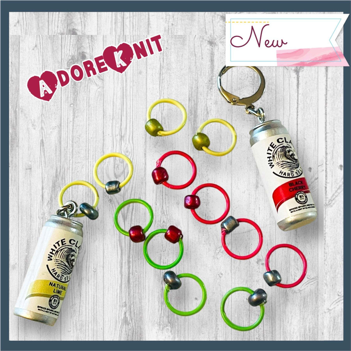 White Claw Seltzer Cheers! Progress & Stitch Markers - AdoreKnit