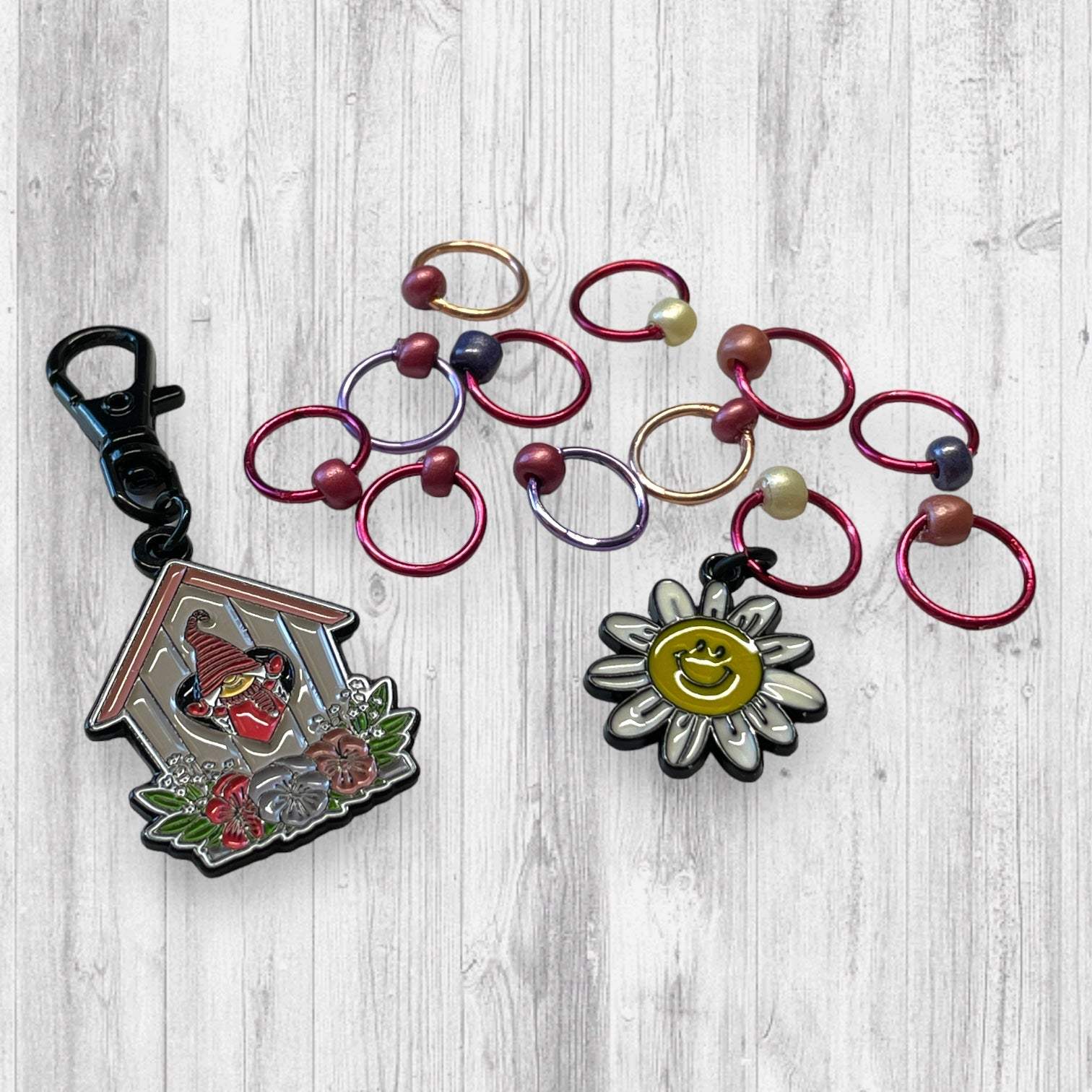 Gnome Place like Home Smiling at the Sun Progress and Stitch Markers - AdoreKnit