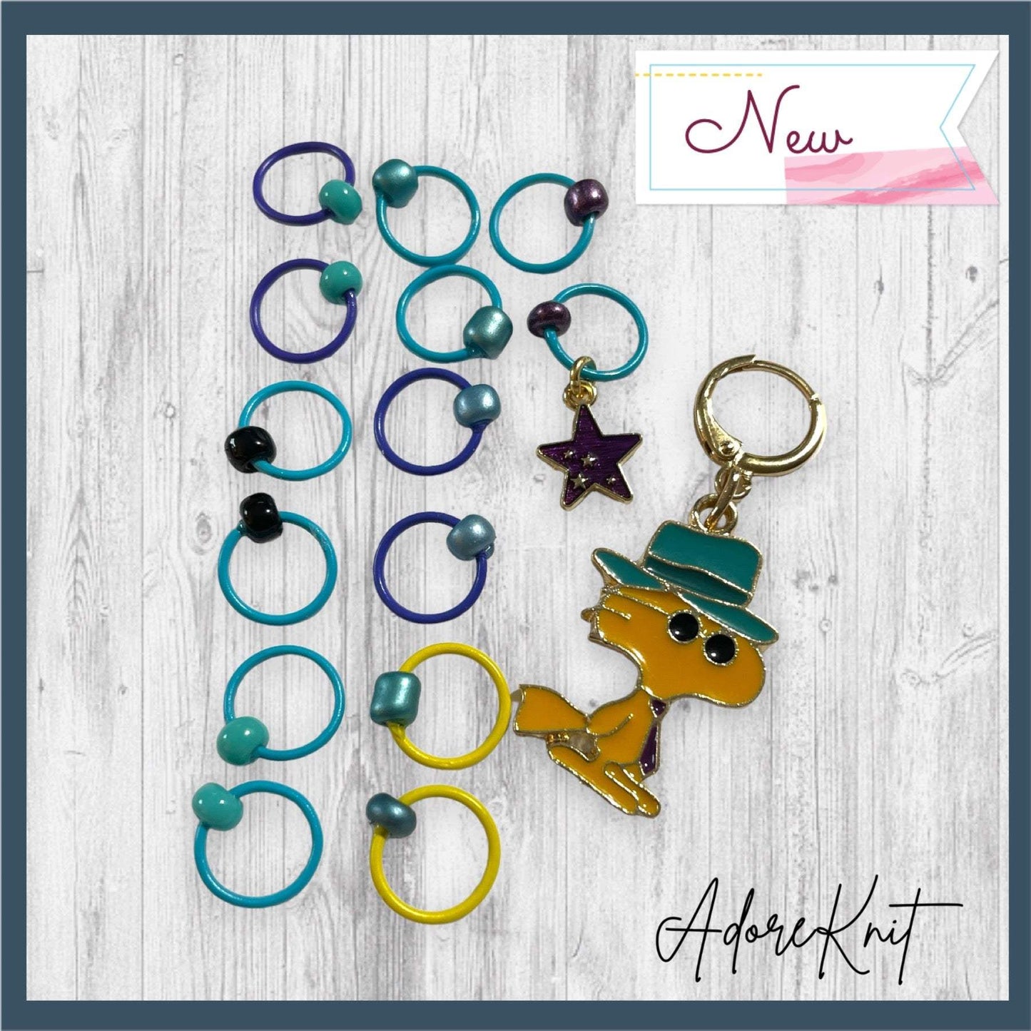 Hipster Bird Hippie Progress and Stitch Markers - AdoreKnit