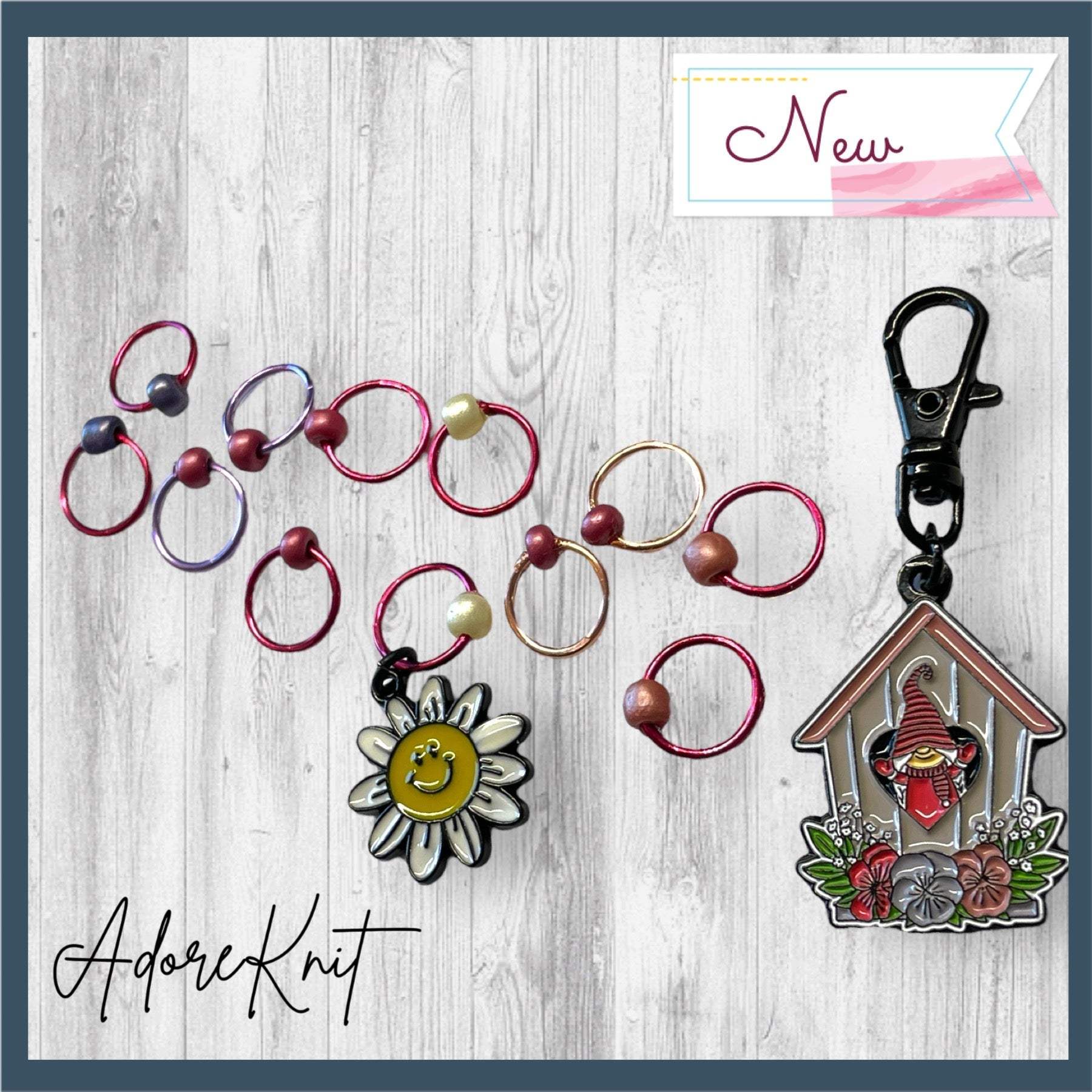 Gnome Place like Home Smiling at the Sun Progress and Stitch Markers - AdoreKnit