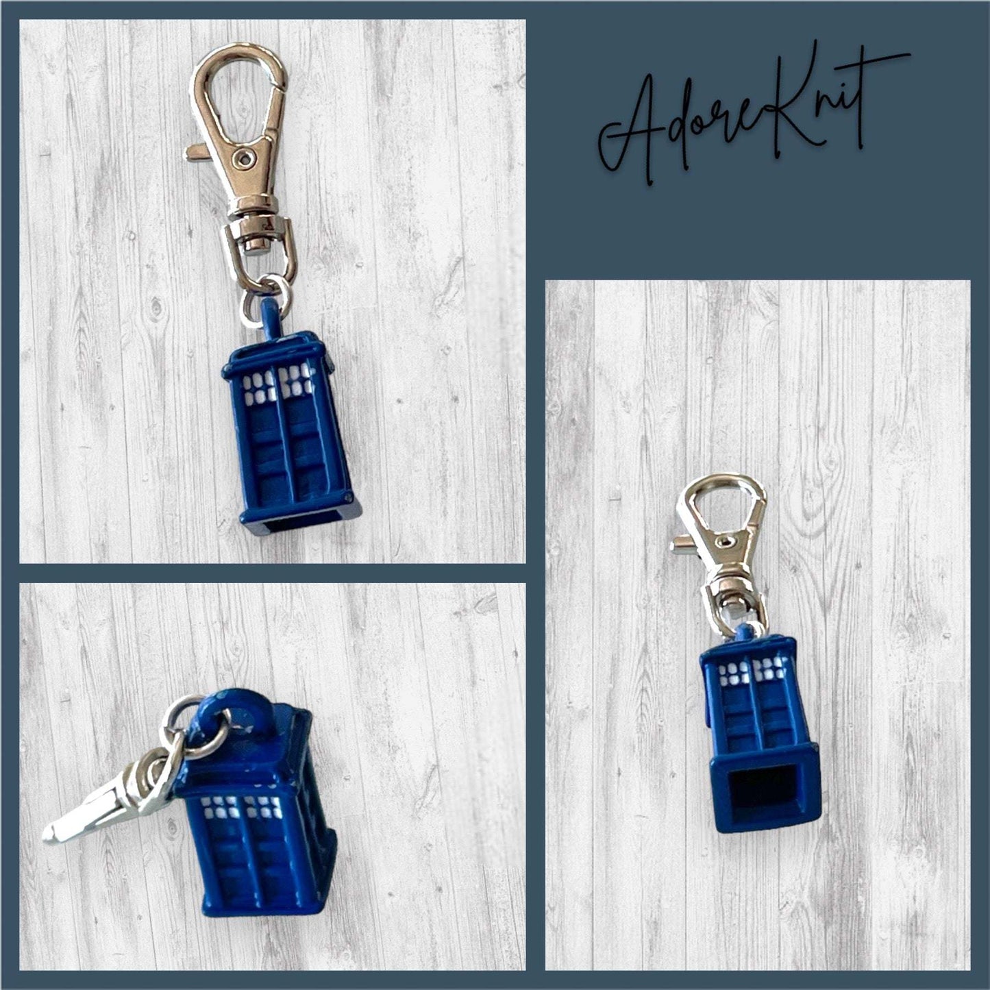 Something Blue Progress and Stitch MarkersAdoreKnitSomething Blue Progress and Stitch Marker Set.  Inspired by the Tardis and the Time Lord in the classic Science-Fiction show Doctor Who.  We all love Doctor Who arouBlue Progress
