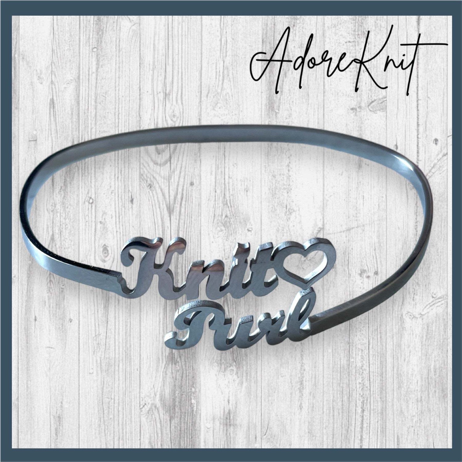Knit🖤 Purl BraceletAdoreKnitThe Knit 🖤 Purl Bracelet has arrived!  Designed by Steph we've been anxious to share this beauty with you all.  This stainless steel bangle is the perfect way to shKnit🖤 Purl Bracelet