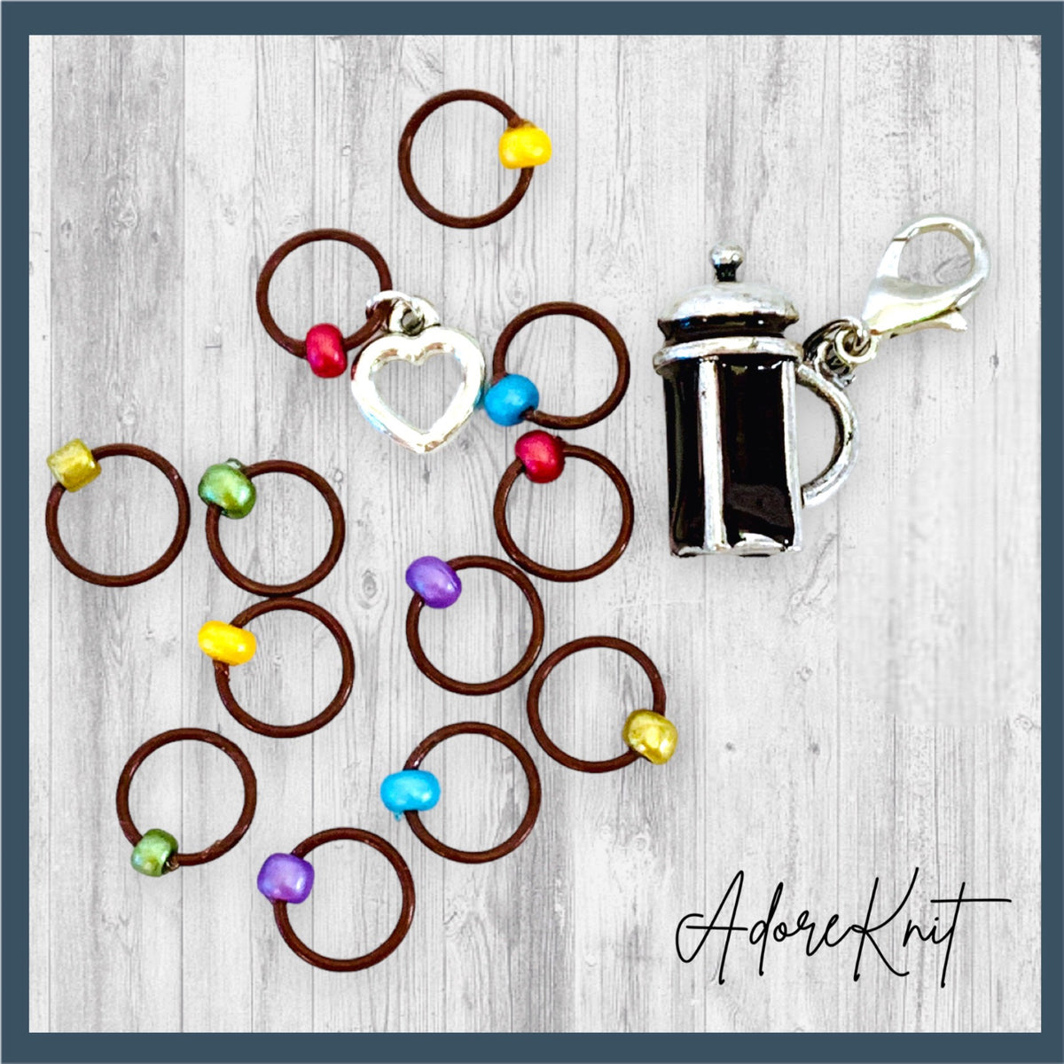 French Press Coffee Progress & Stitch Markers - AdoreKnit