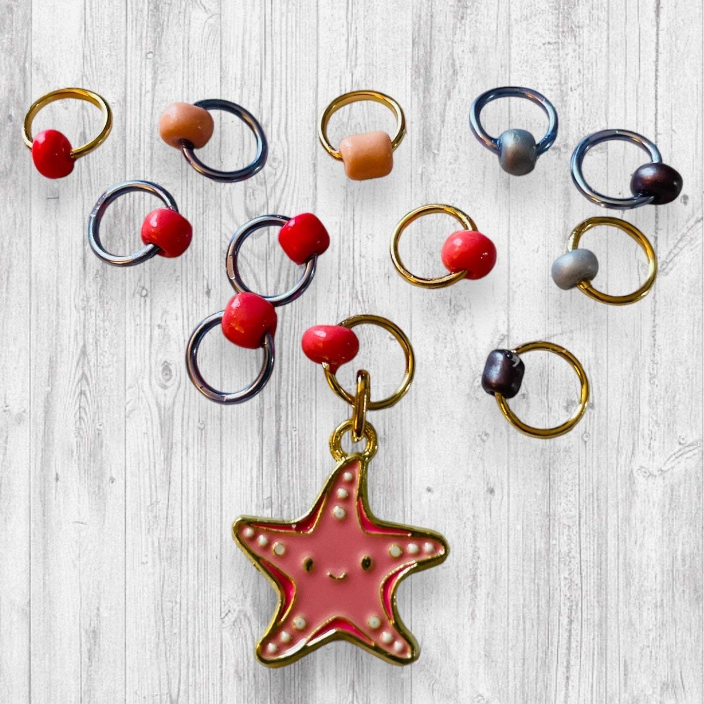 Water Pancake with the Star of the Show Progress and Stitch Markers - AdoreKnit