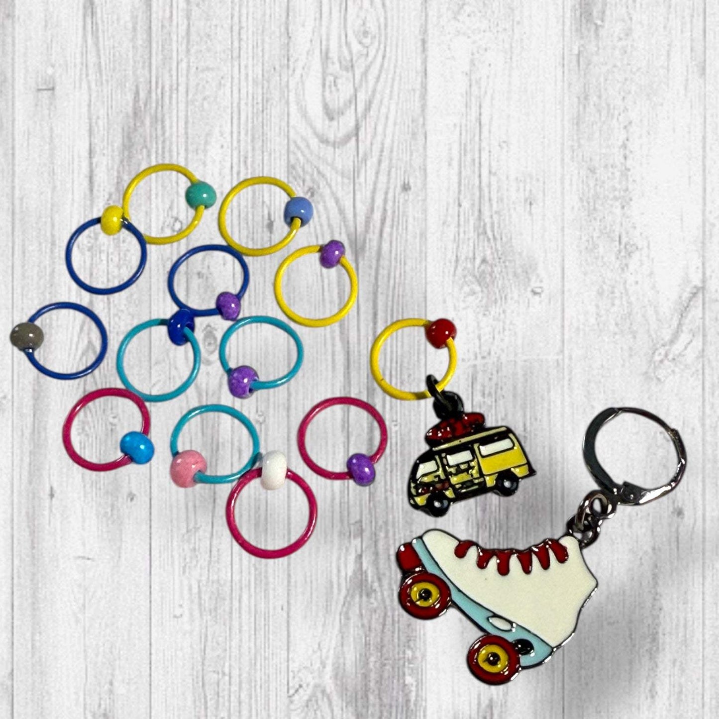 Roller Rink Memories and Pineapple Pizza Progress and Stitch Markers