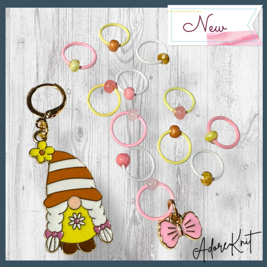 Buzzabelle Gnome Progress and Stitch Marker Set