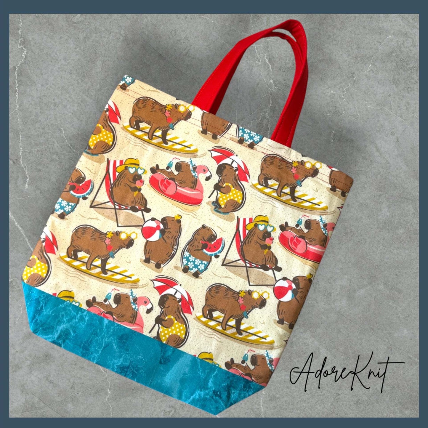 Sun Soaked Capybaras Project Bag | Summer Stitch Knitting Yarn Bag