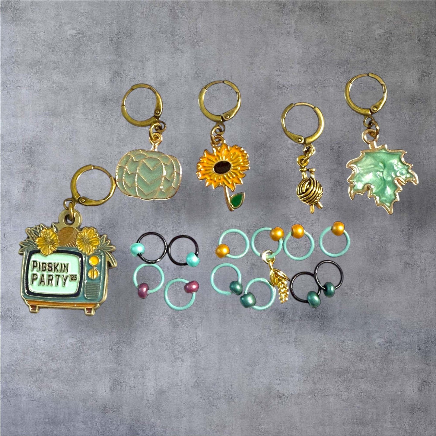 AdoreKnit 2025 Exclusive Pigskin Party Progress & Stitch Marker Set