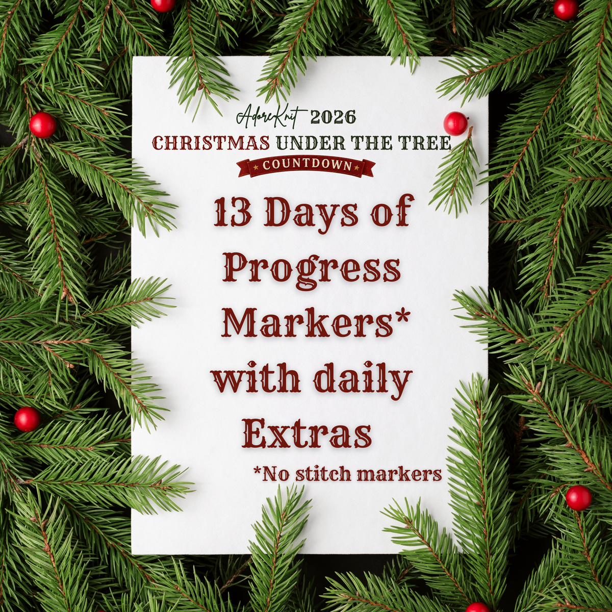 2026 Christmas Under the Tree Countdown | Christmas Stitch Marker Advent | AdoreKnit