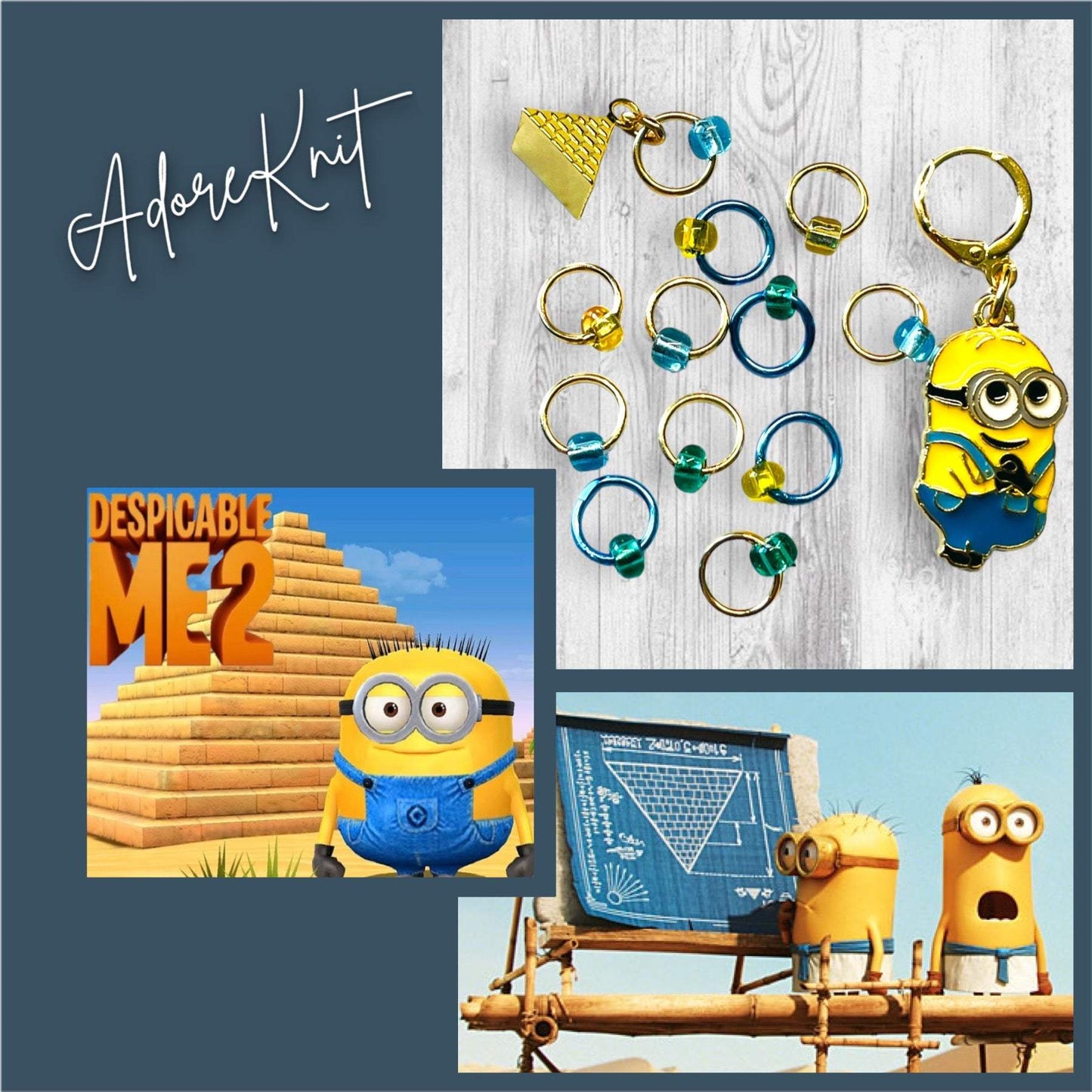 Pyramid Building Minion Progress and Stitch Markers