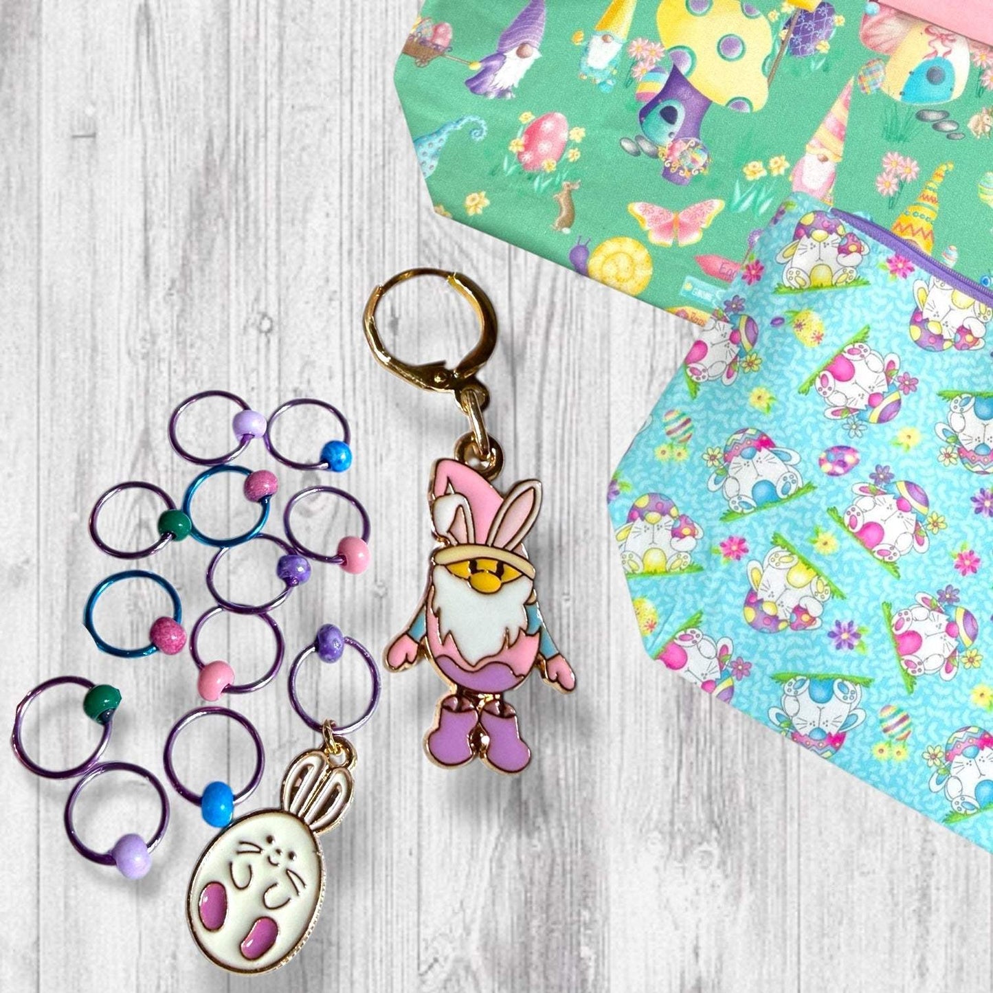 Gnomebody Found the Eggs Progress and Stitch Markers