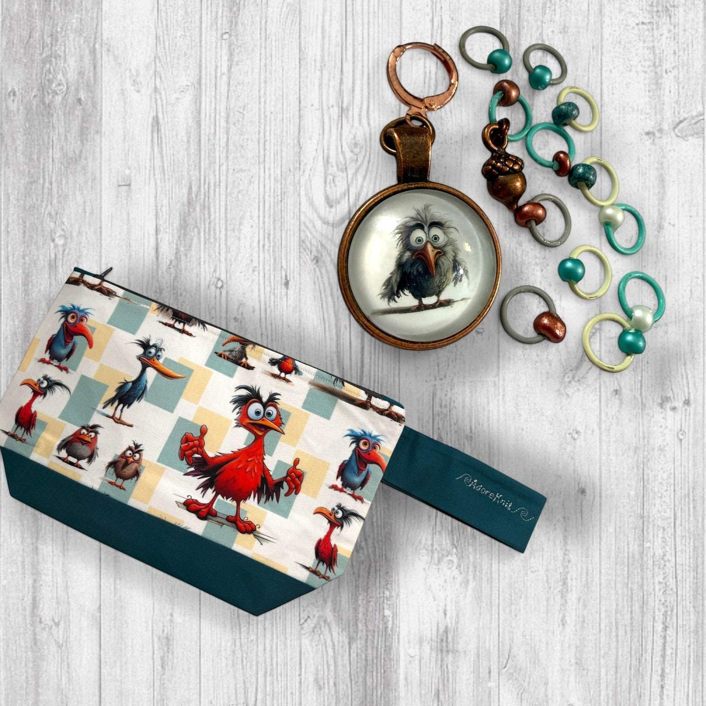 Feathered Fury Knitting Project Bag | Funny Bird Yarn Bag