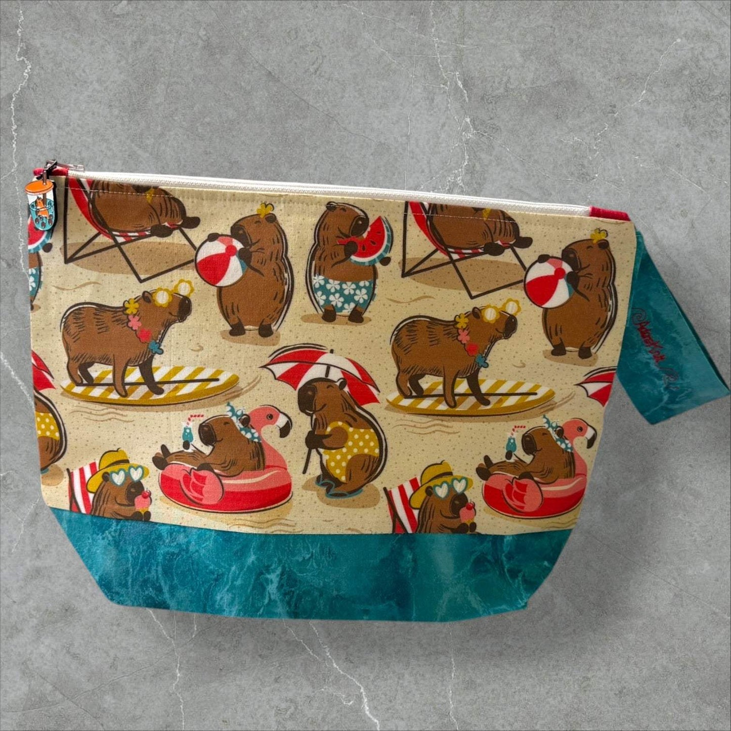 Sun Soaked Capybaras Project Bag | Summer Stitch Knitting Yarn Bag
