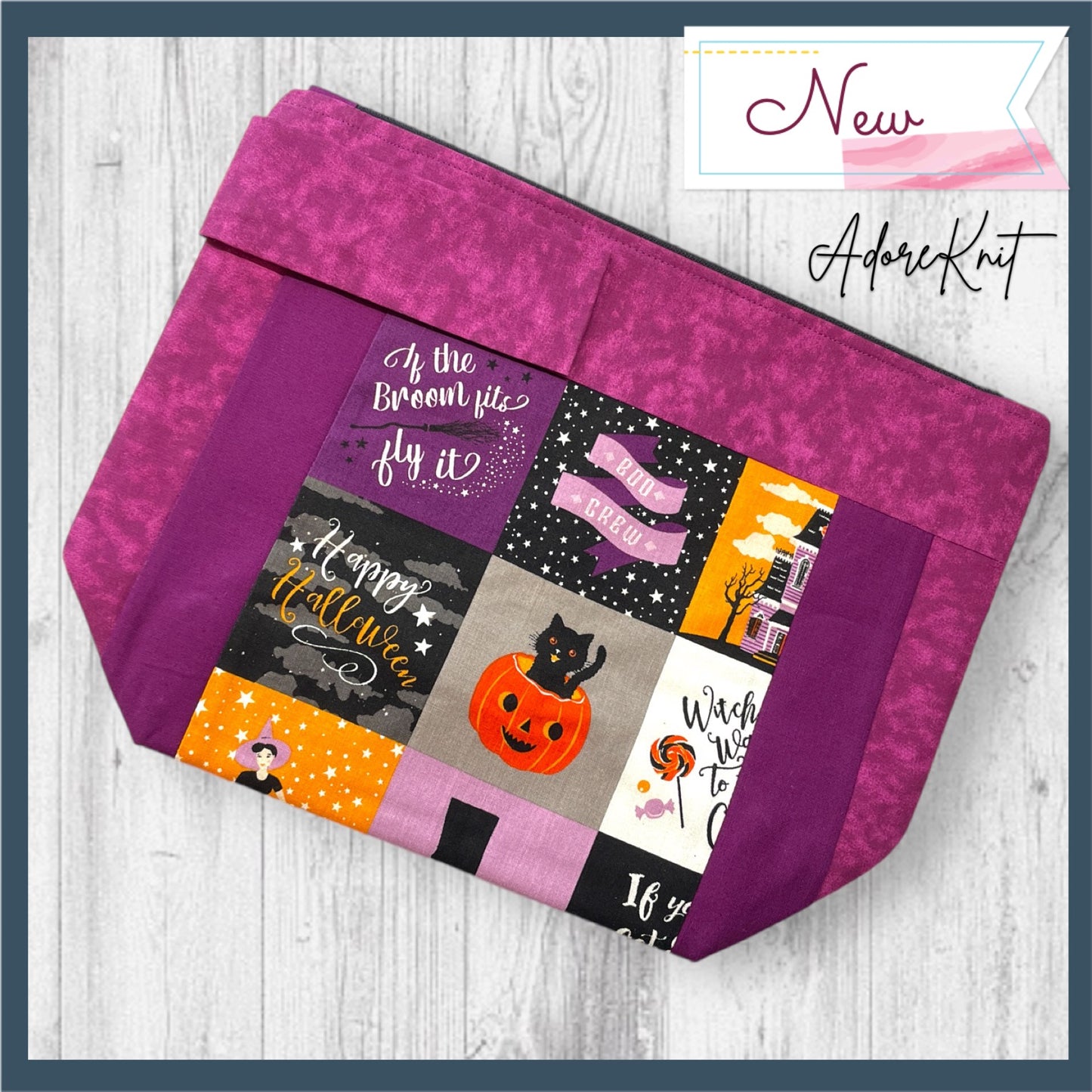 Fab-BOO-Lous Happy Halloween Purple Project Bag