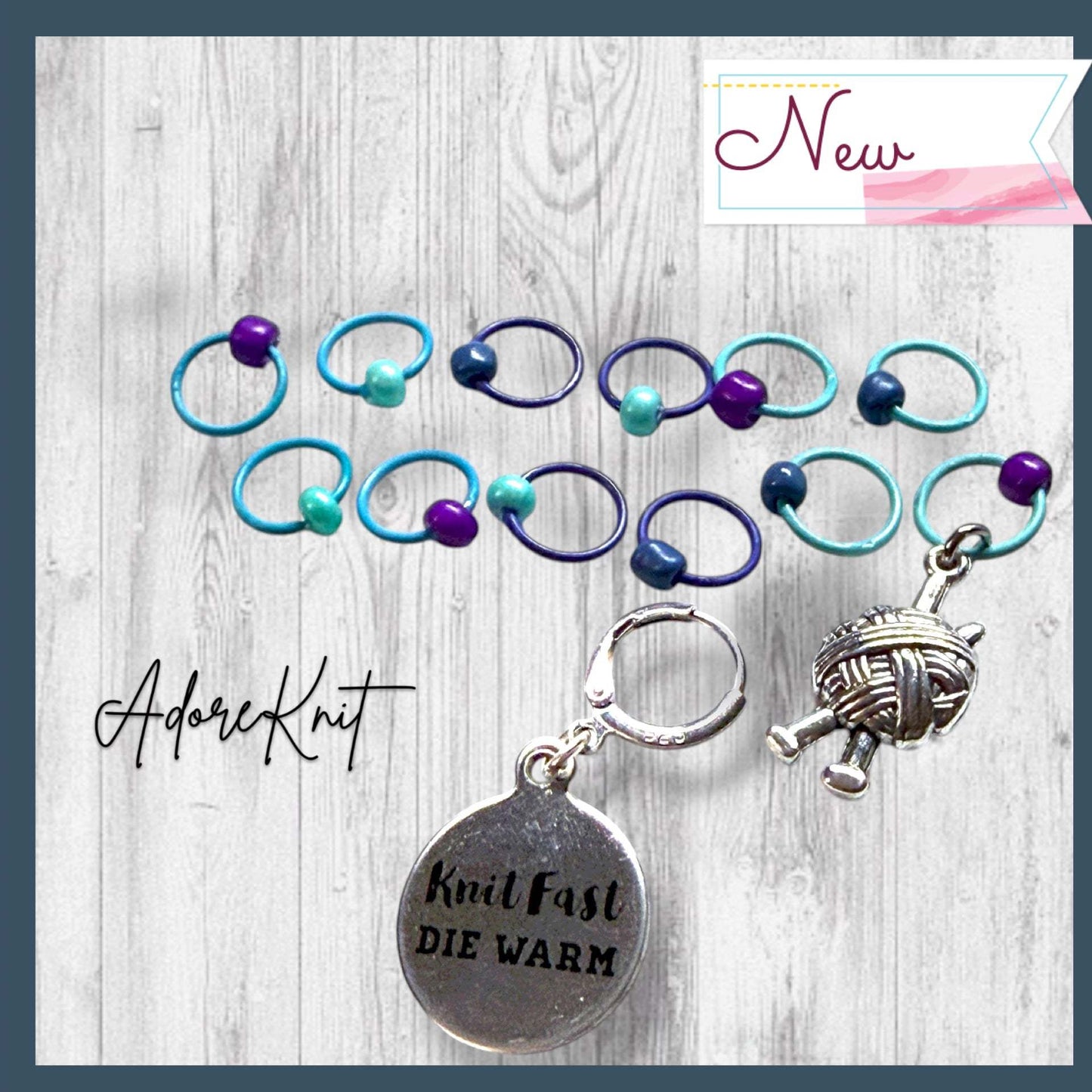 Knit Fast Die Warm Progress and Stitch Markers