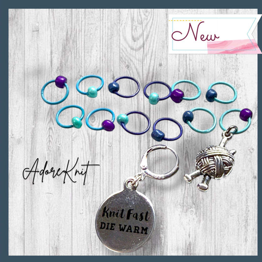 Knit Fast Die Warm Progress and Stitch Markers