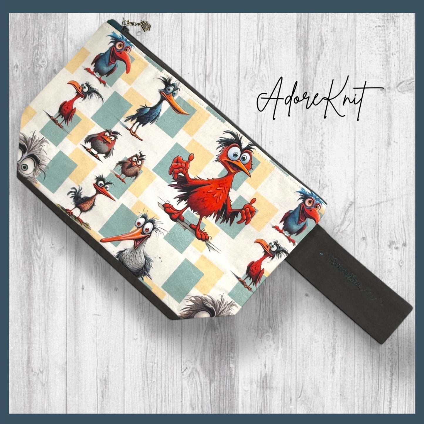 Feathered Fury Knitting Project Bag | Funny Bird Yarn Bag